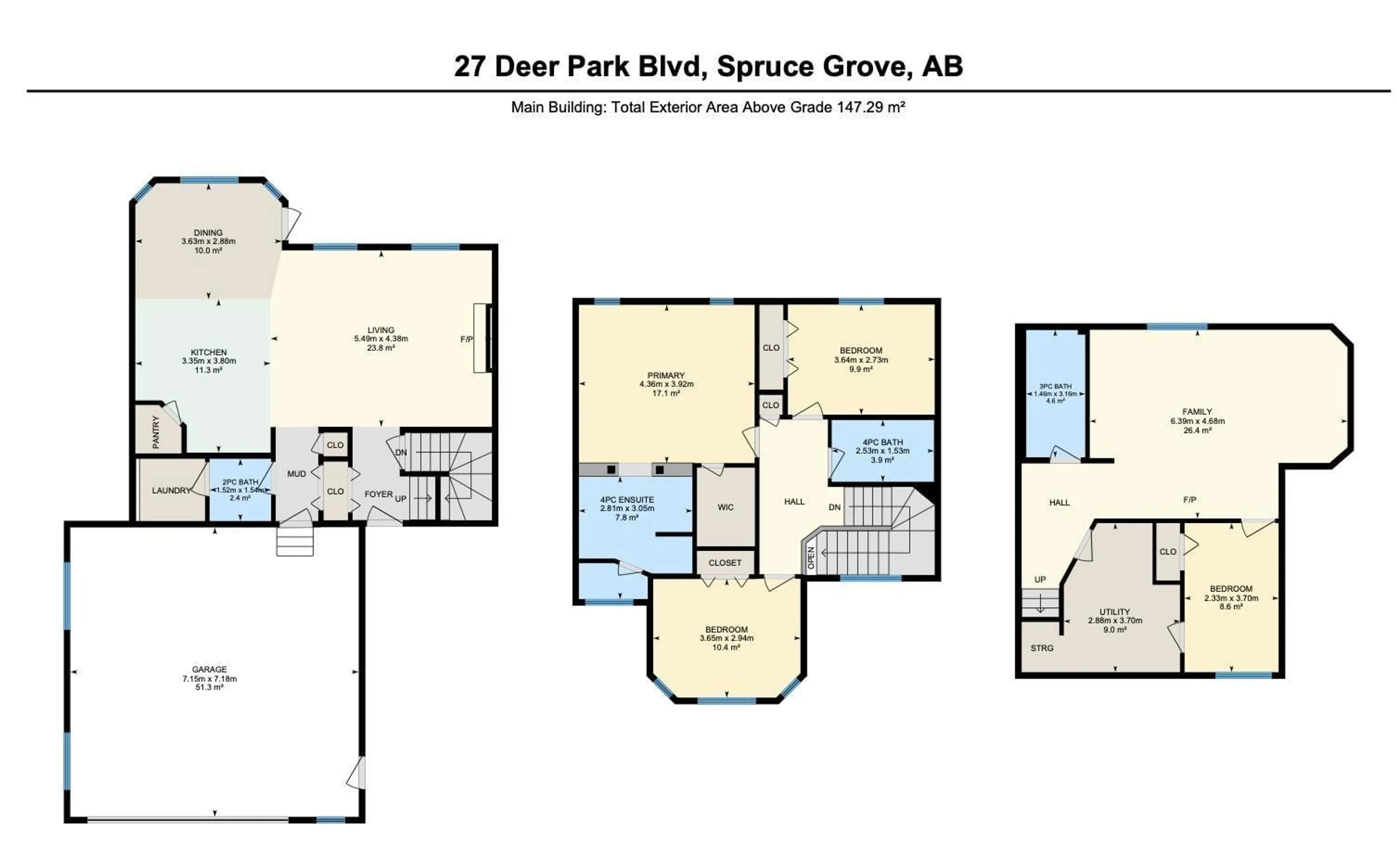 Floor plan for 27 DEER PARK BV, Spruce Grove Alberta T7X4M2