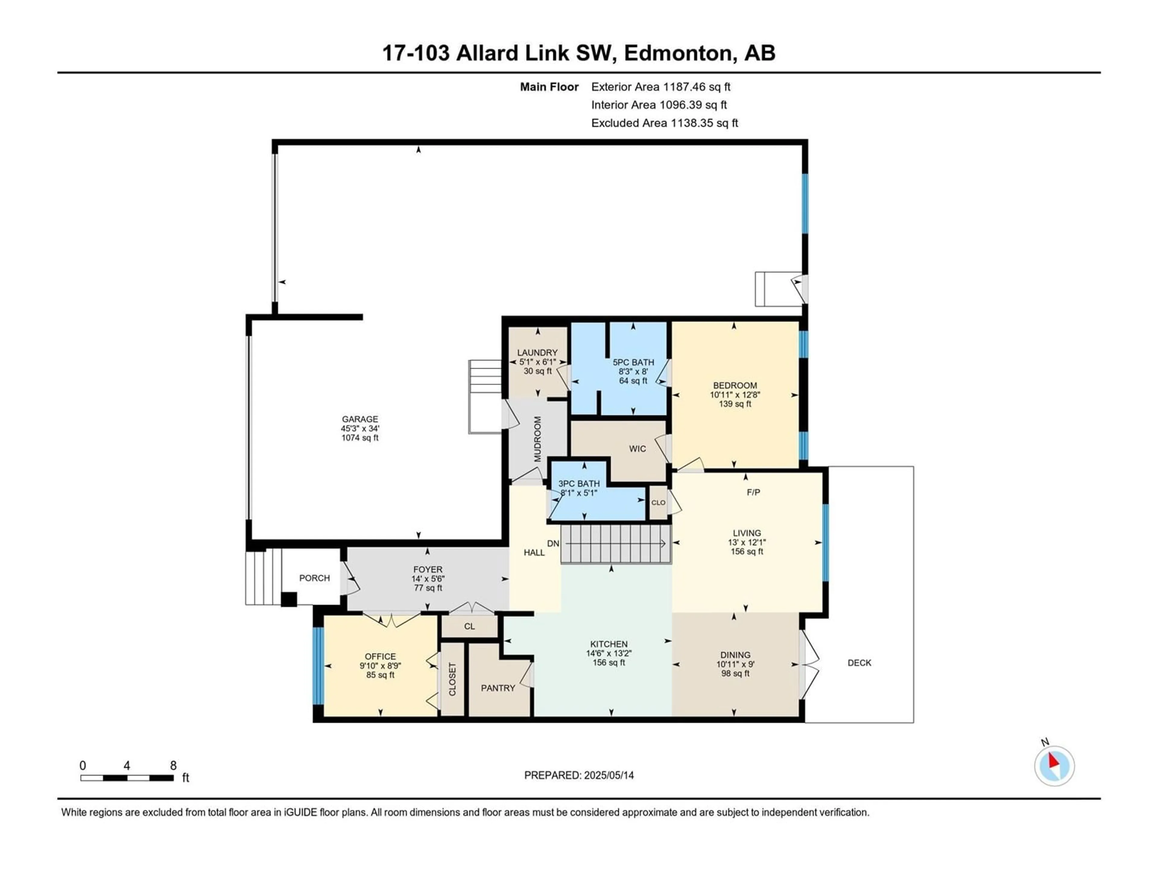 Floor plan for 103 - 17 ALLARD LI, Edmonton Alberta T6W3T8