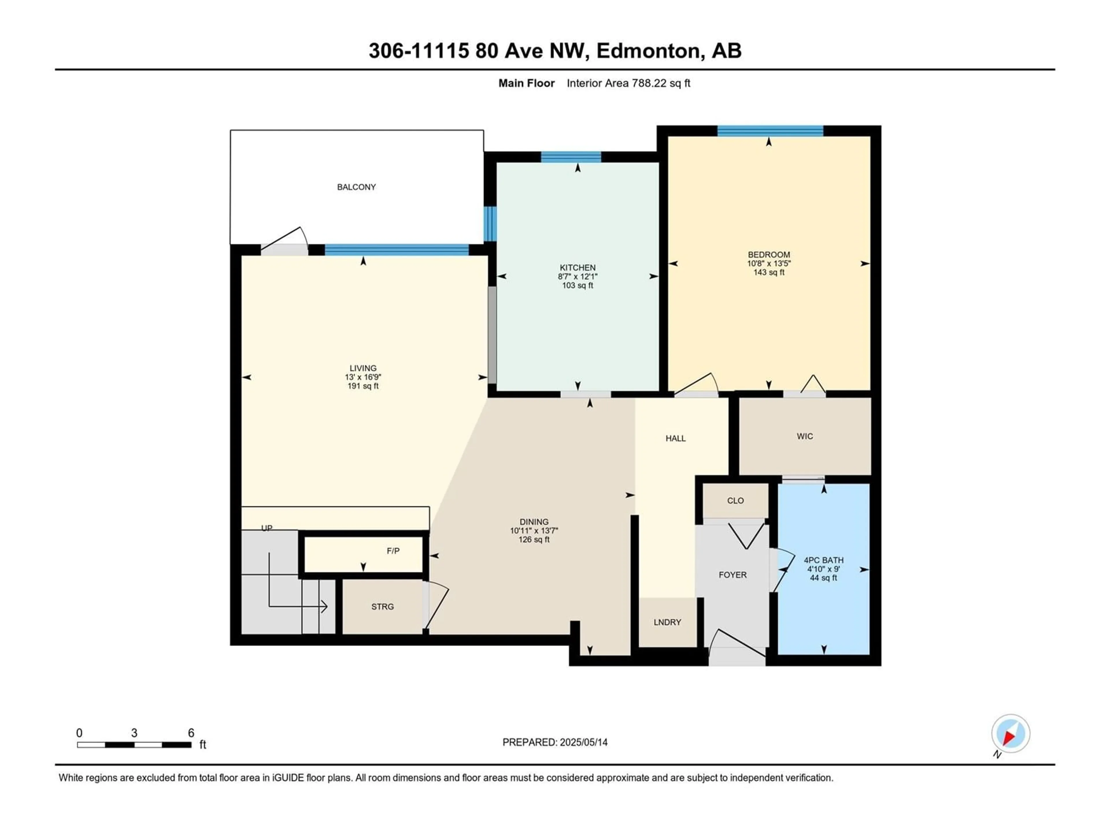 Floor plan for 306 - 11115 80 AV, Edmonton Alberta T6G0R4