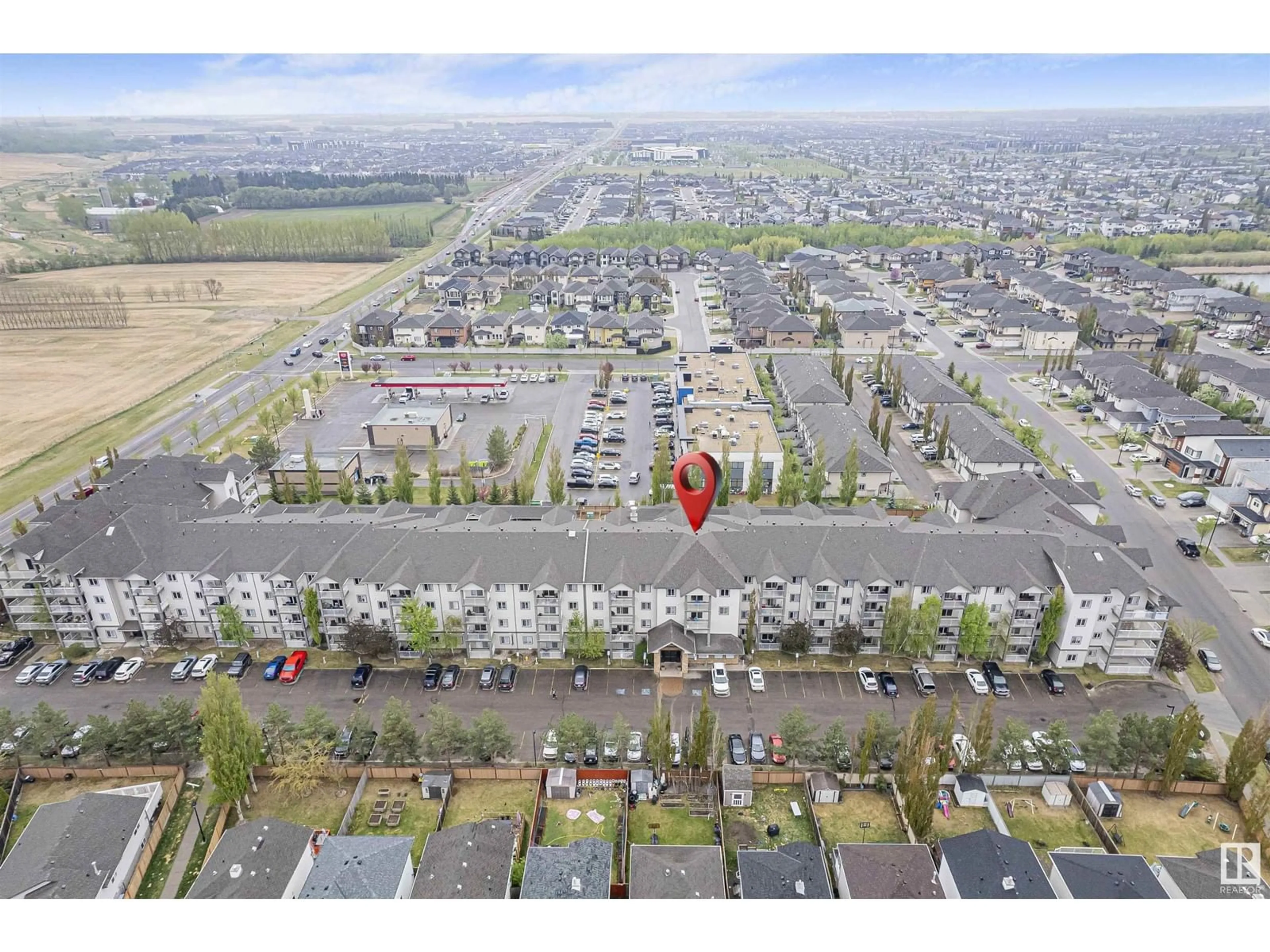 A pic from outside/outdoor area/front of a property/back of a property/a pic from drone, city buildings view from balcony for 223 - 3425 19 ST, Edmonton Alberta T6T2B5