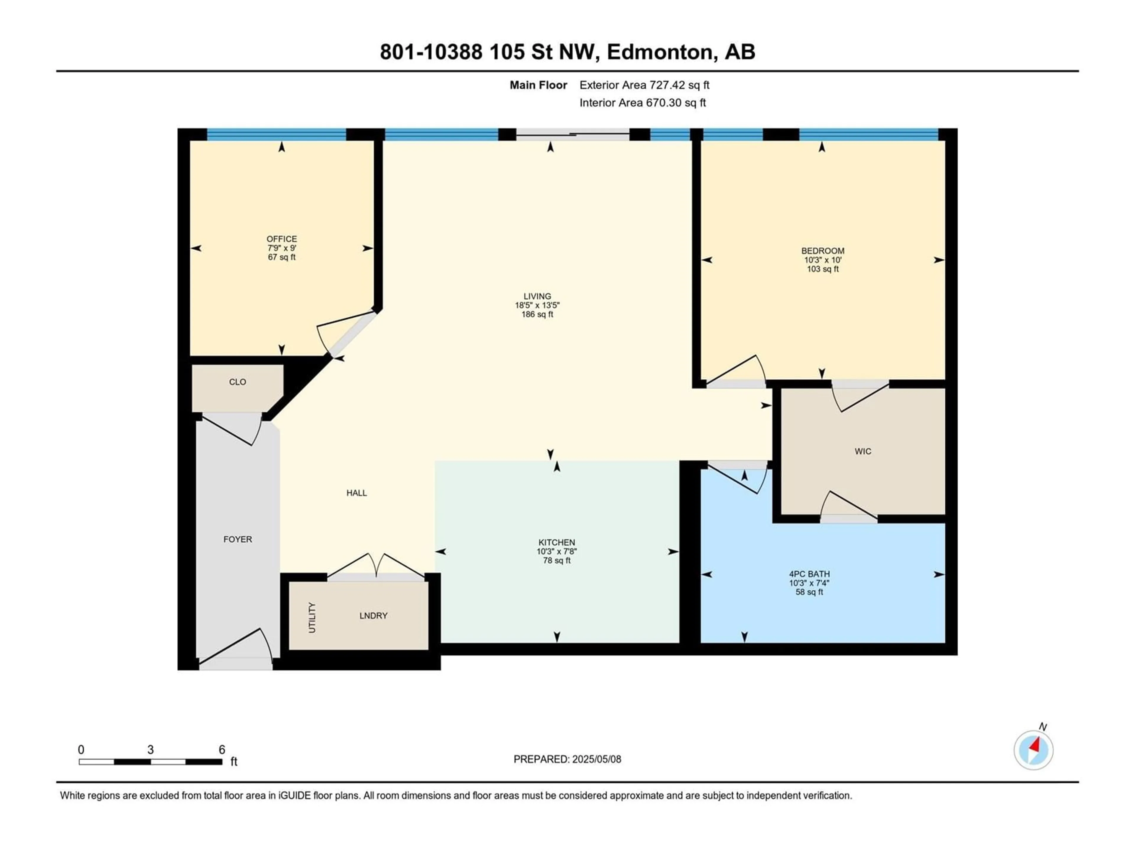 Floor plan for 801 - 10388 105 ST NW, Edmonton Alberta T5J0C2