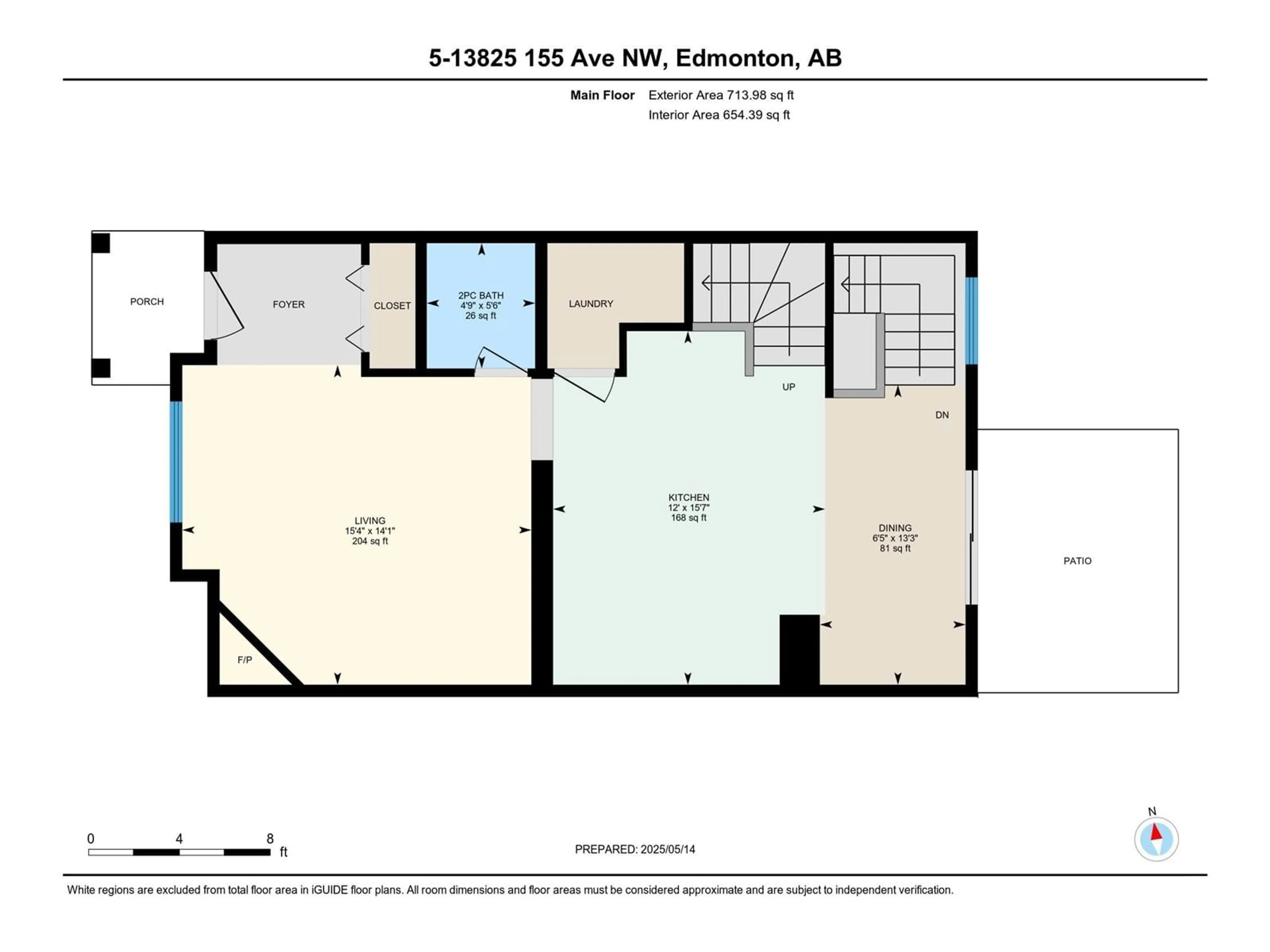 Floor plan for #5 - 13825 155 AV, Edmonton Alberta T6V0B8