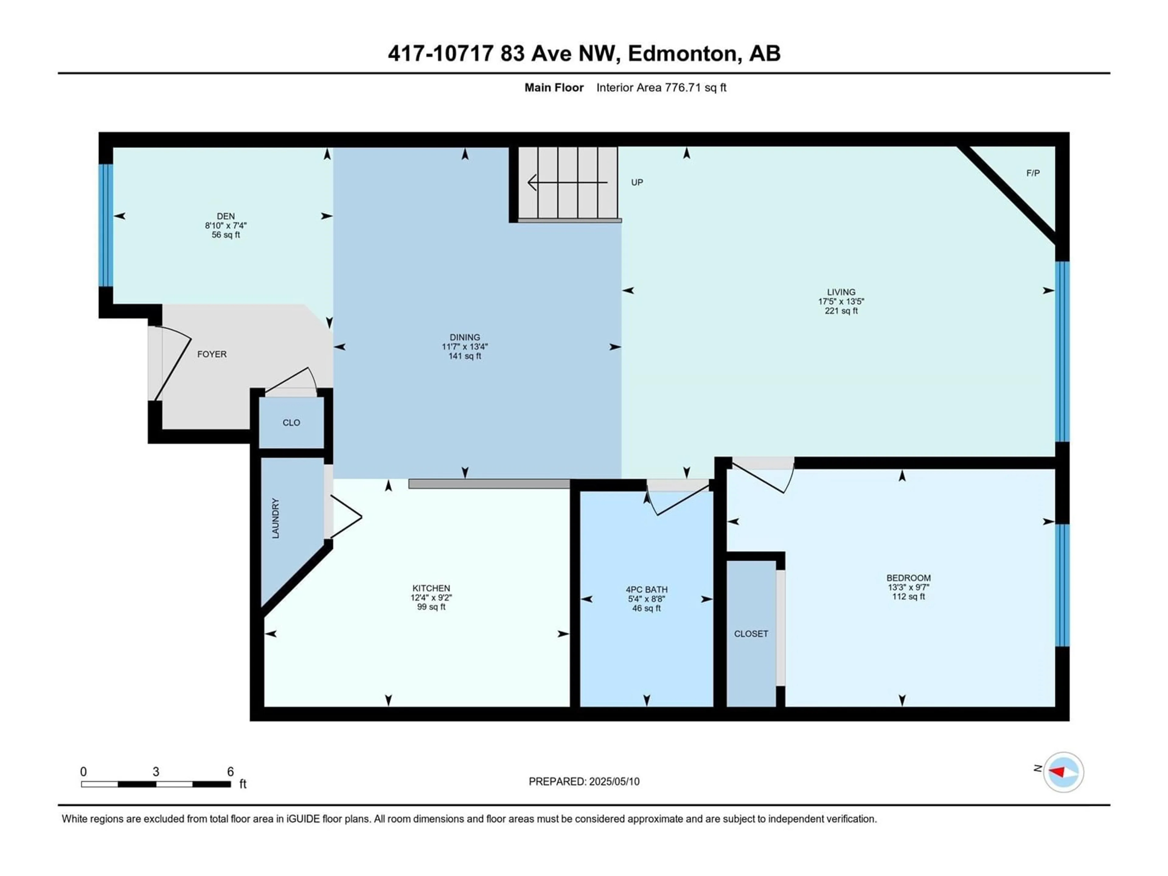 Floor plan for 417 - 10717 83 AV, Edmonton Alberta T6E2E5
