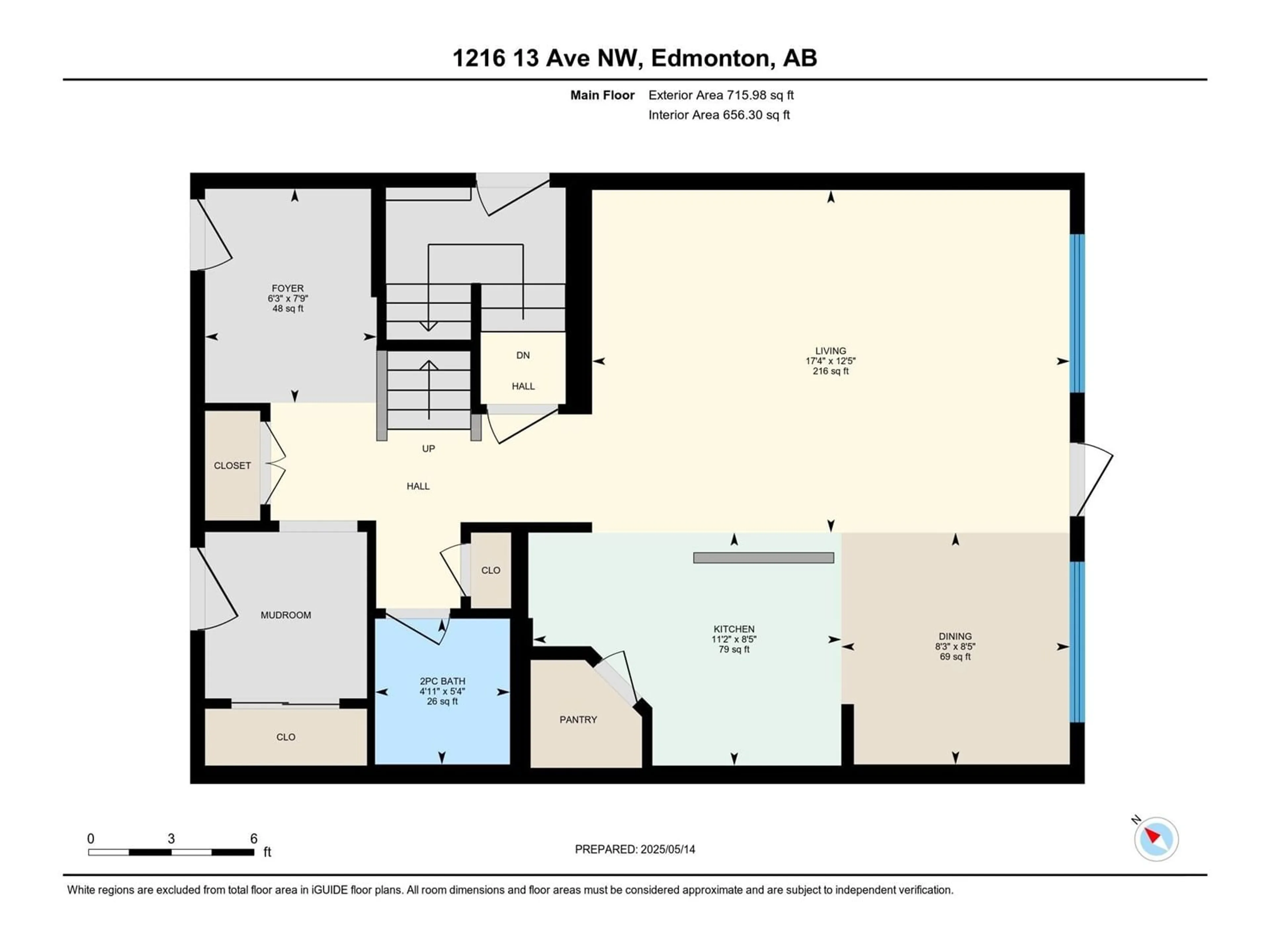 Floor plan for 1216 13 AVE NW, Edmonton Alberta T6T2W2