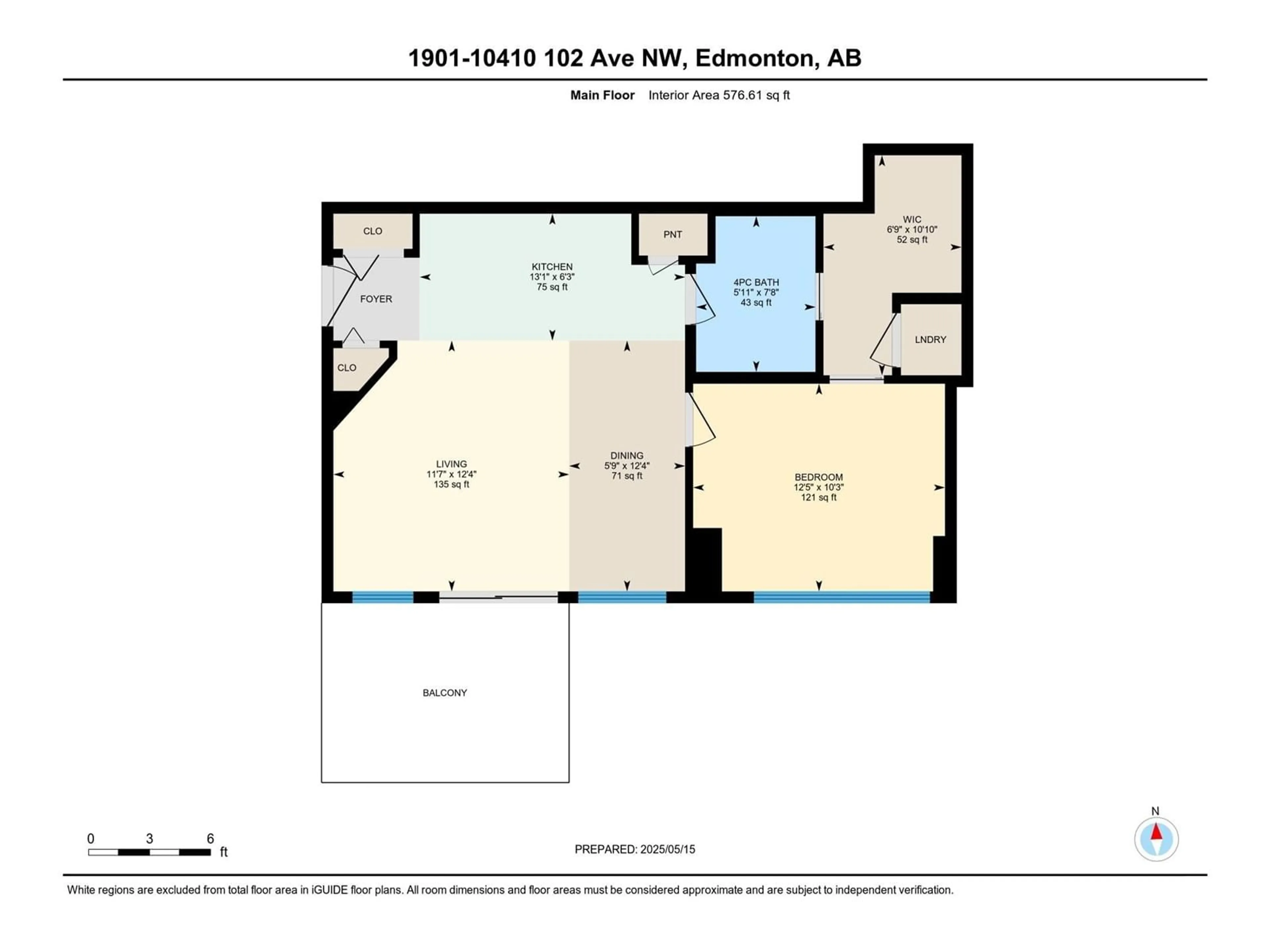 Floor plan for 1901 - 10410 102 AV, Edmonton Alberta T5J0E9