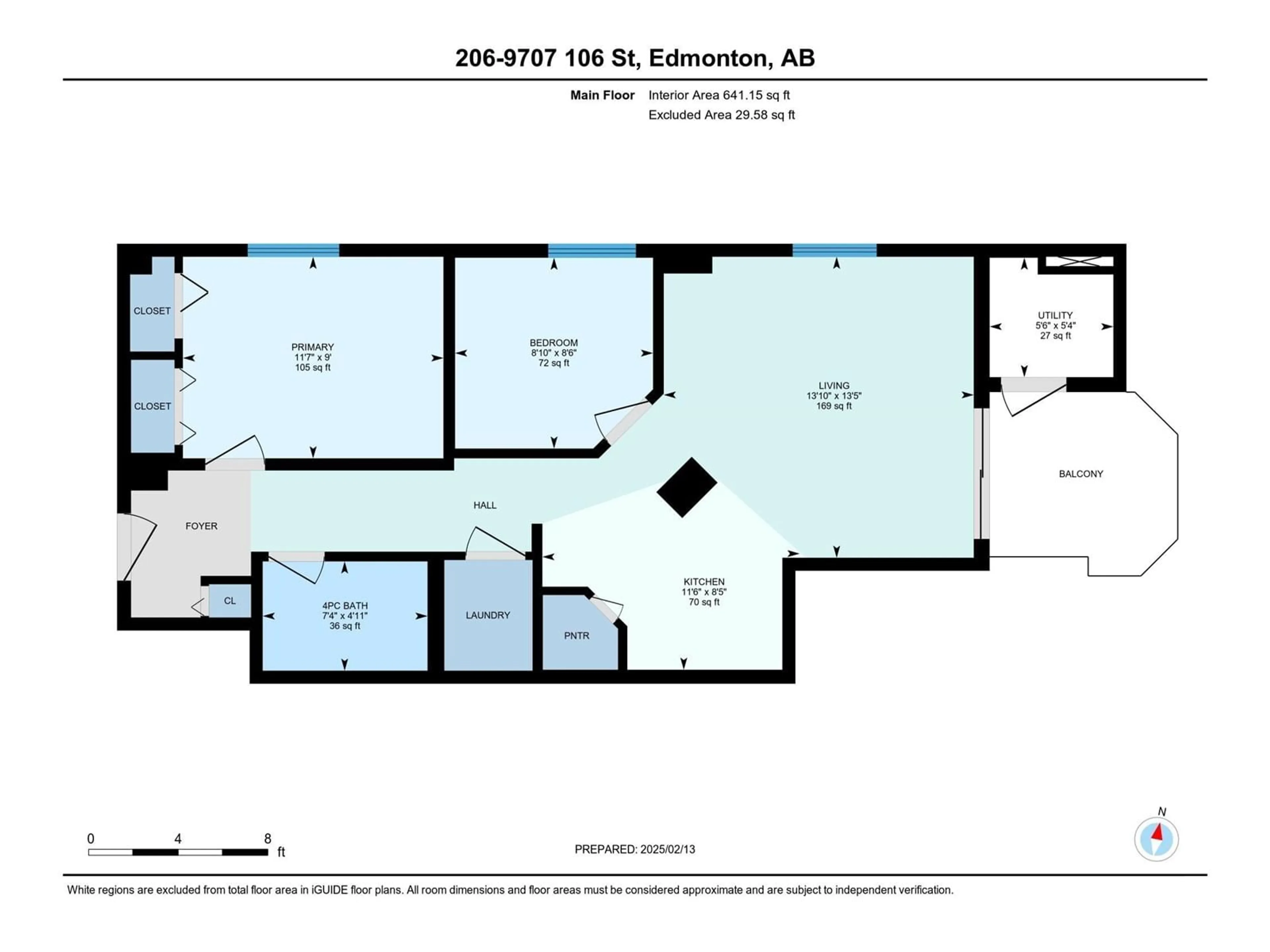 Floor plan for 206 - 9707 106 ST, Edmonton Alberta T5K0B7