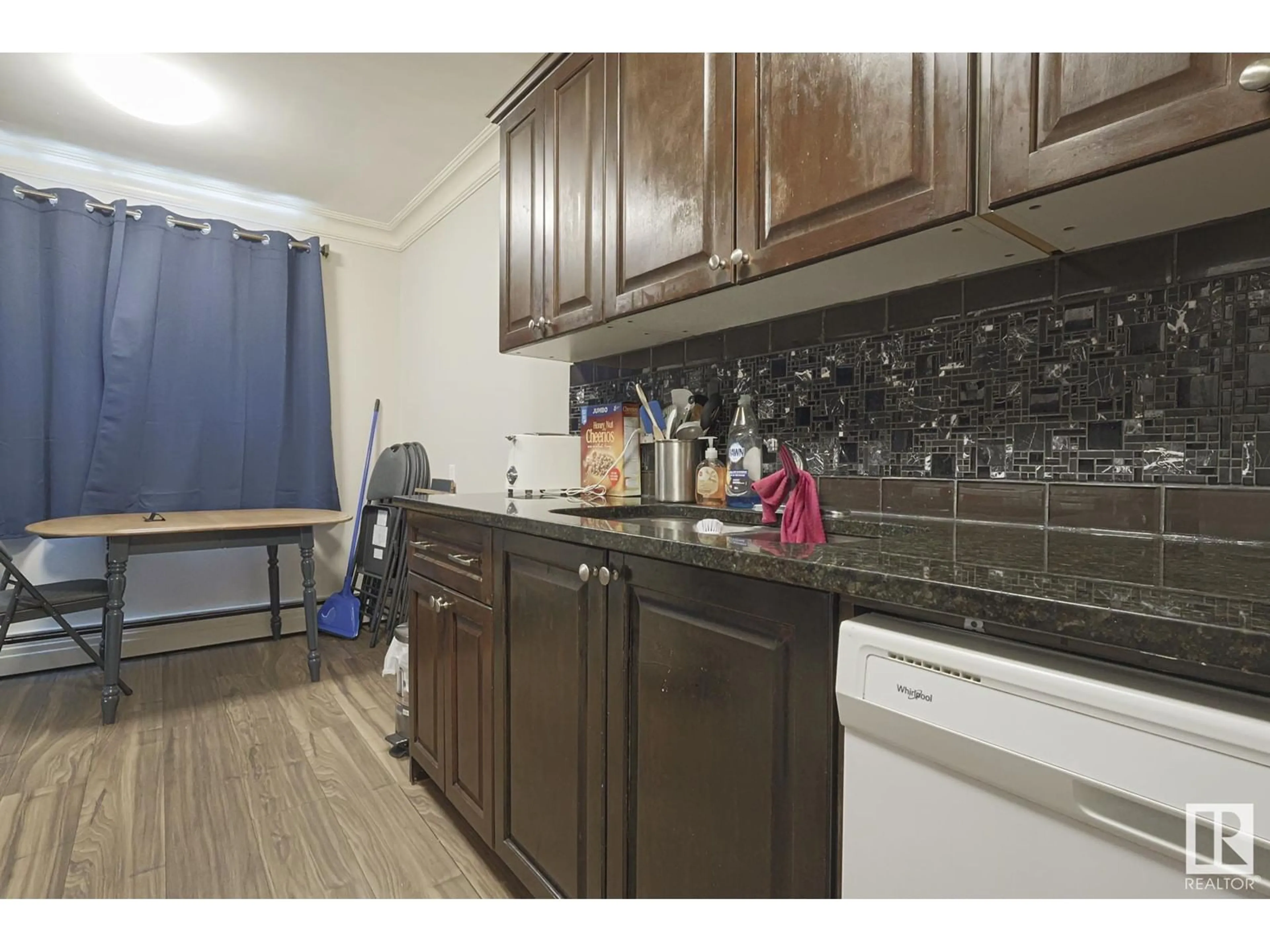 Standard kitchen, wood/laminate floor for #302 - 10735 81 AV, Edmonton Alberta T6E1Y2