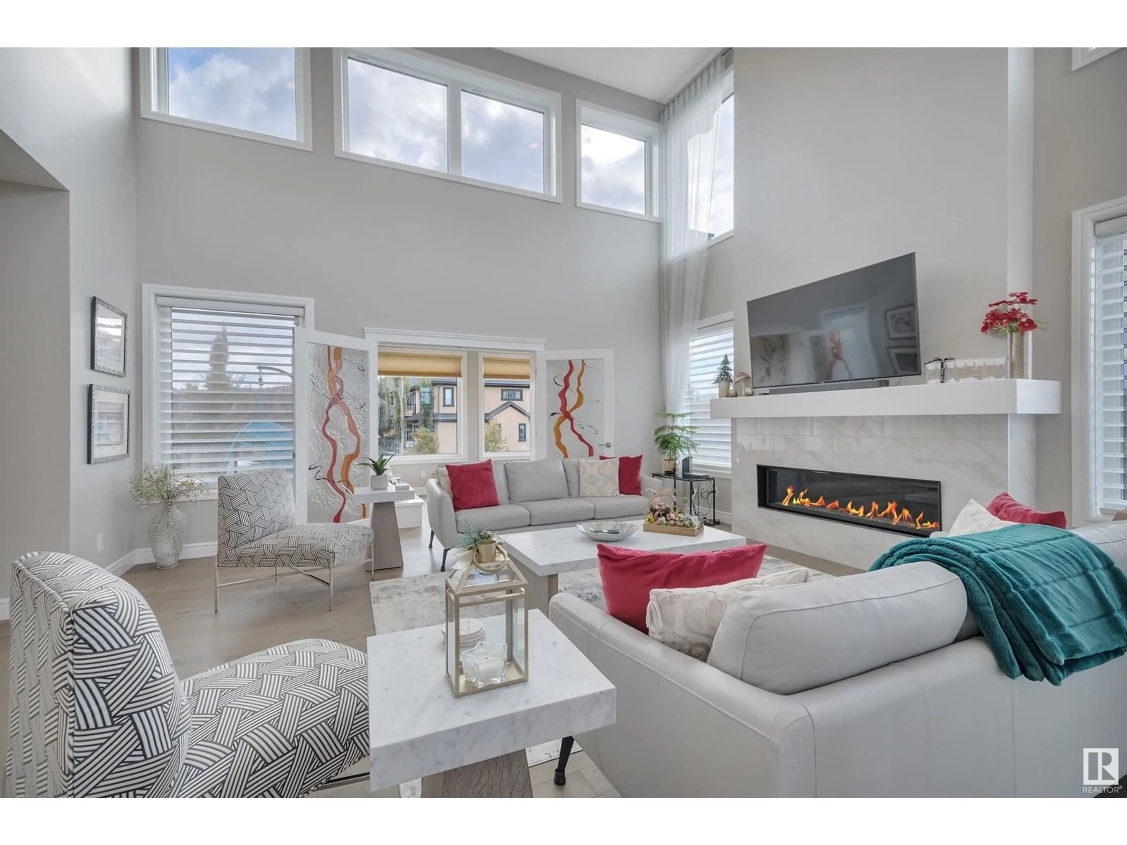 Living room with furniture, unknown for NW - 4745 WOOLSEY CM, Edmonton Alberta T6W2B9