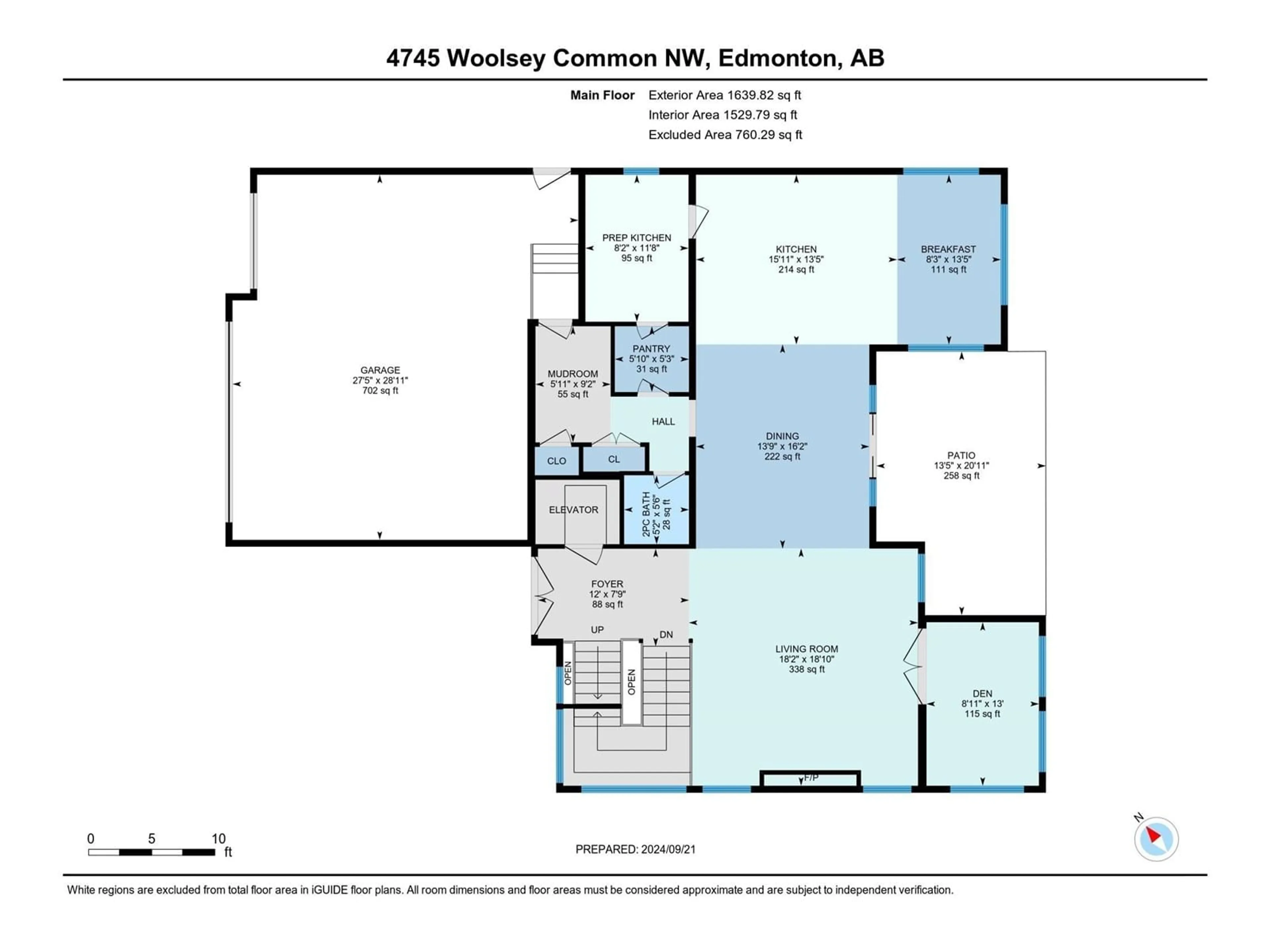 Floor plan for NW - 4745 WOOLSEY CM, Edmonton Alberta T6W2B9