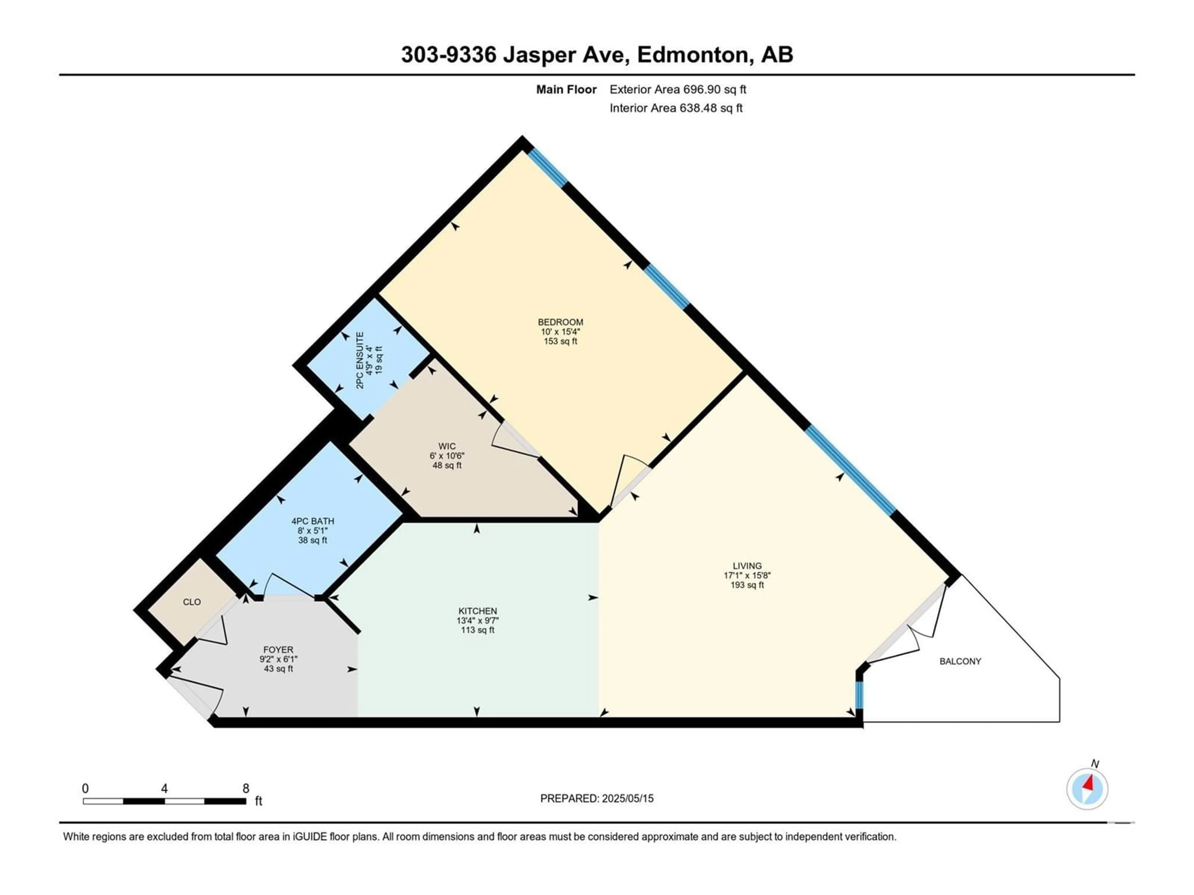 Floor plan for #303 - 9336 JASPER AV, Edmonton Alberta T5H3T5