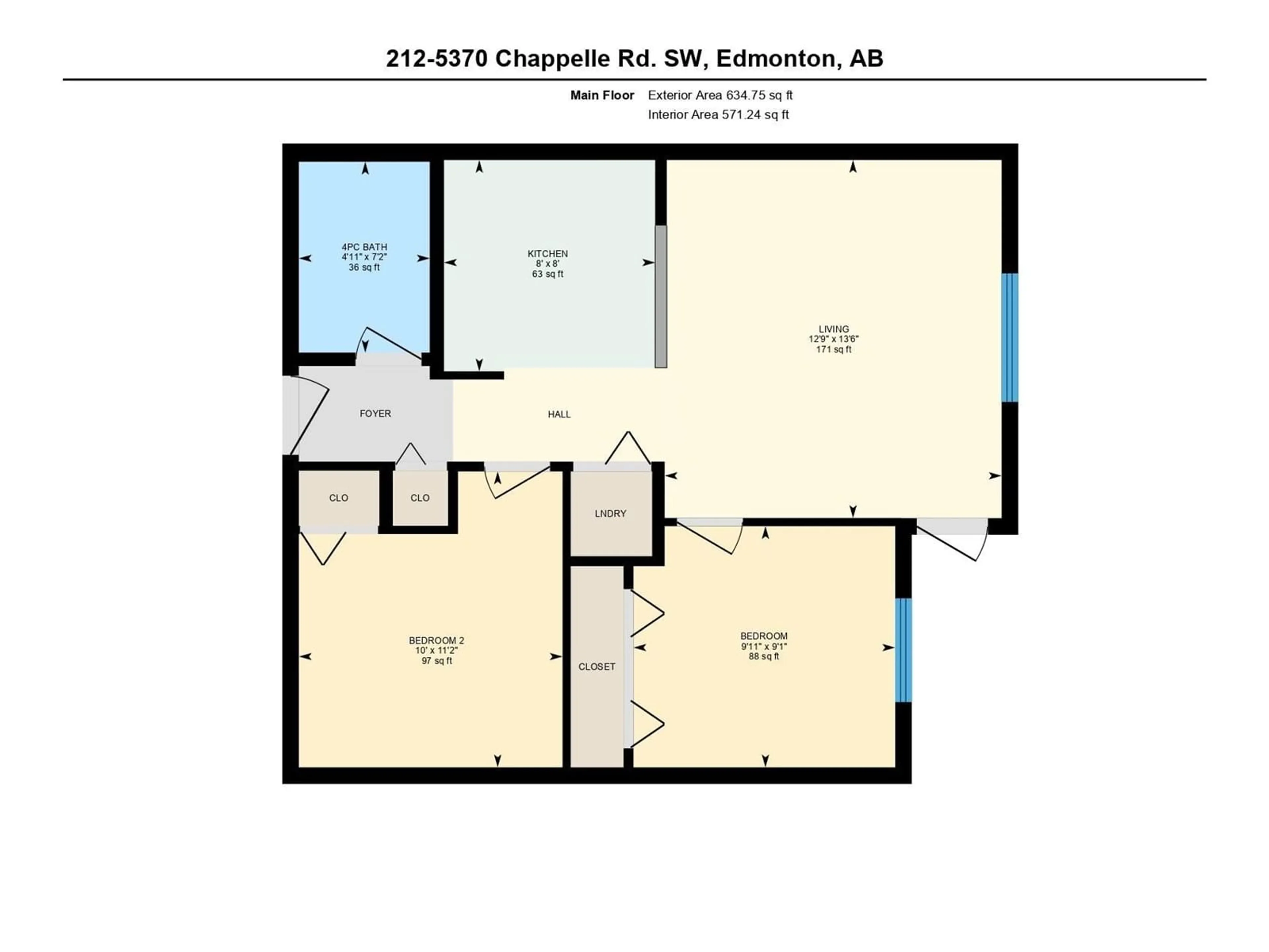 Floor plan for #212 - 5370 CHAPPELLE RD, Edmonton Alberta T6W3L5