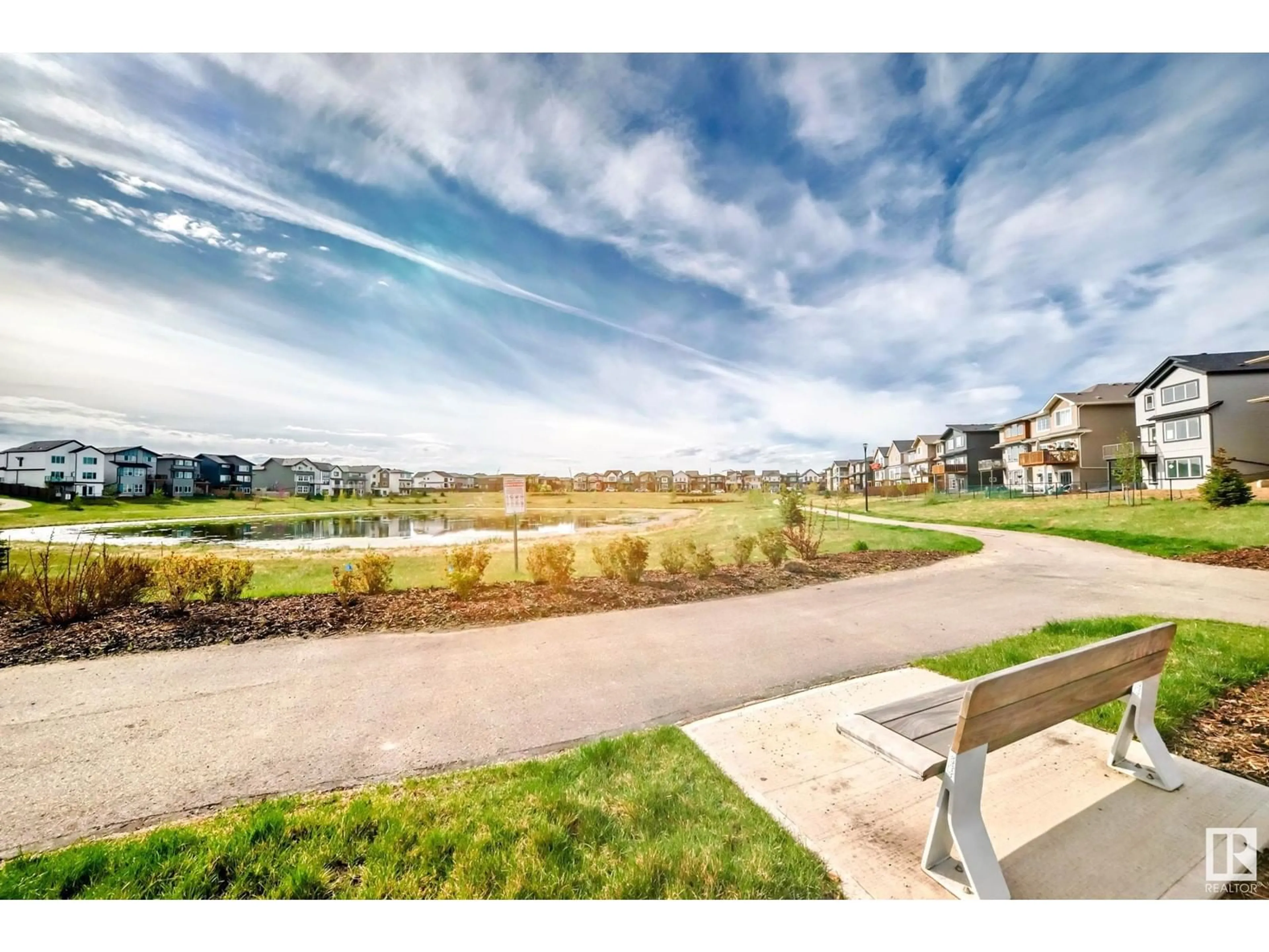 A pic from outside/outdoor area/front of a property/back of a property/a pic from drone, water/lake/river/ocean view for NW - 2648 208 ST, Edmonton Alberta T6M1P3