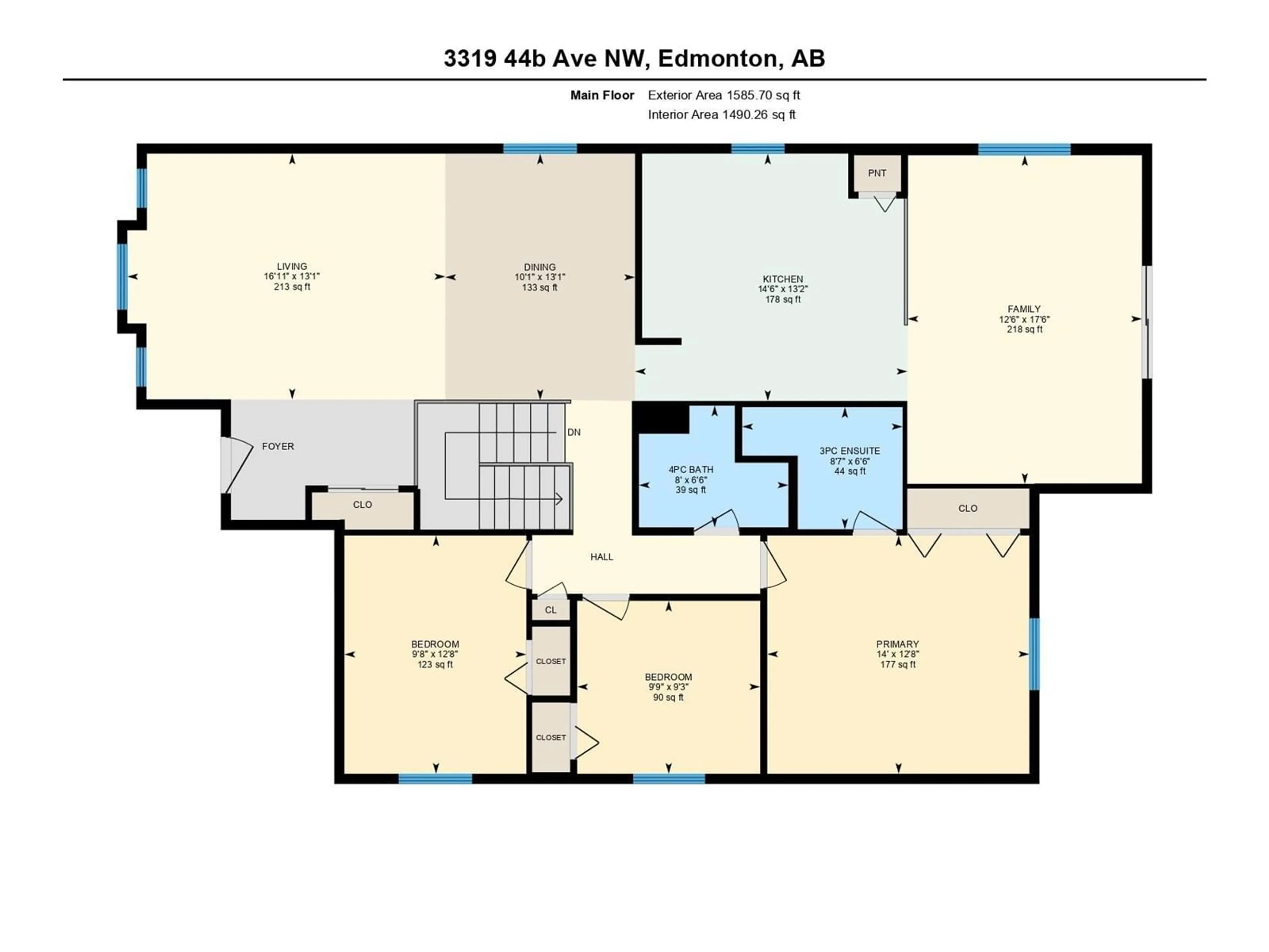 Floor plan for NW - 3319 44B AV, Edmonton Alberta T6T1E8
