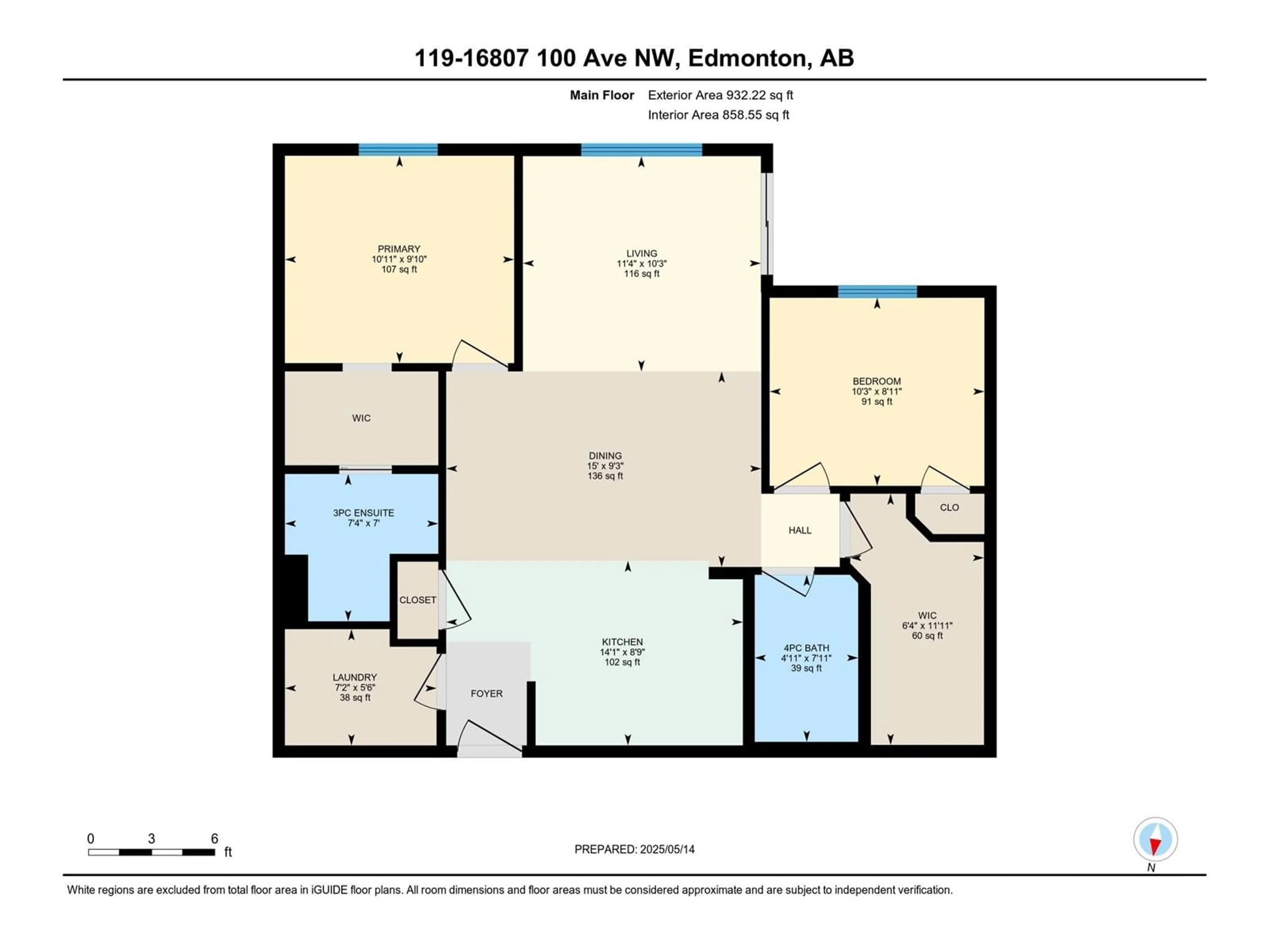 Floor plan for #119 - 16807 100 AV, Edmonton Alberta T5P4Z6