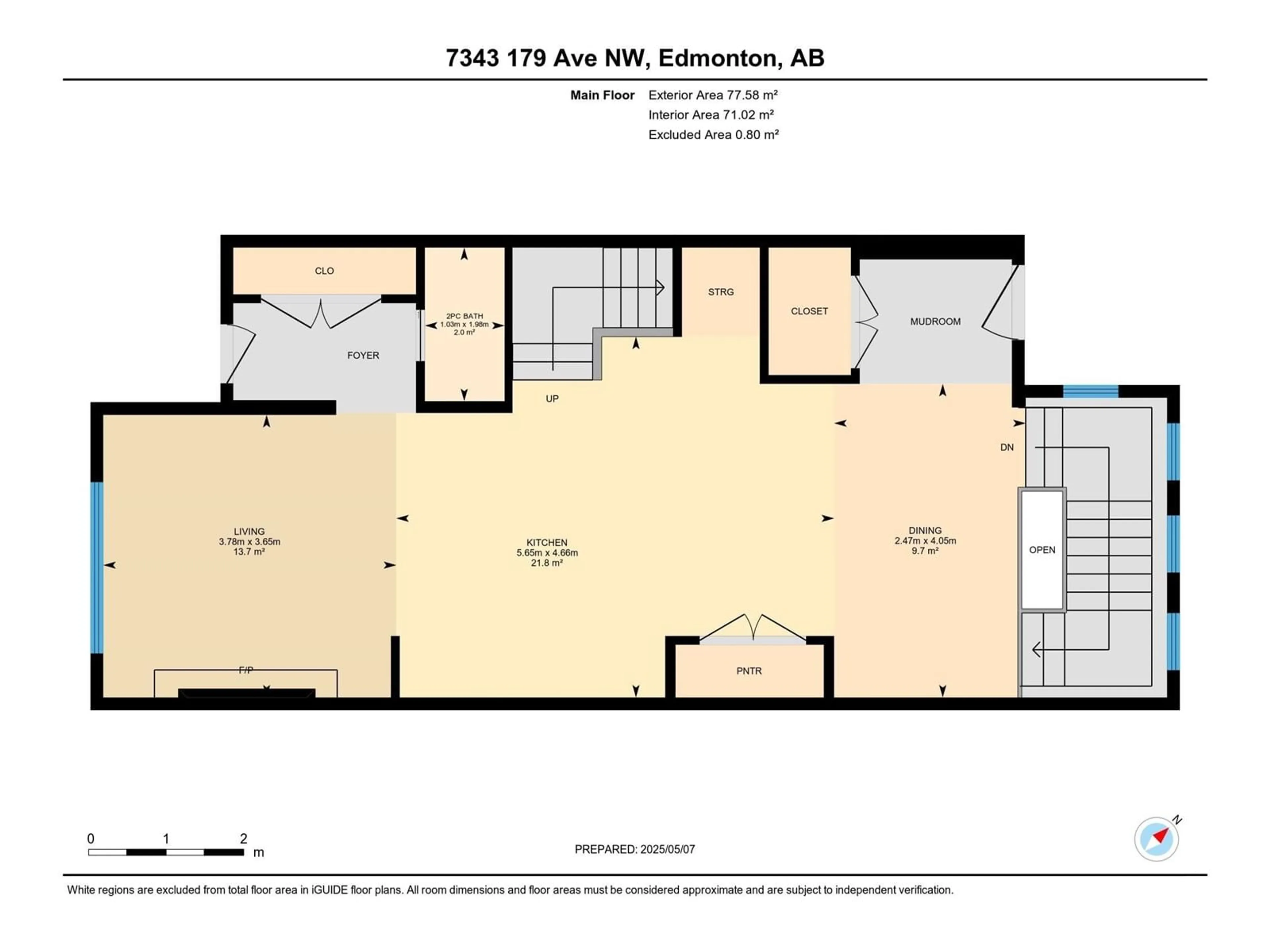 Floor plan for 7343 179 AV, Edmonton Alberta T5Z0M7