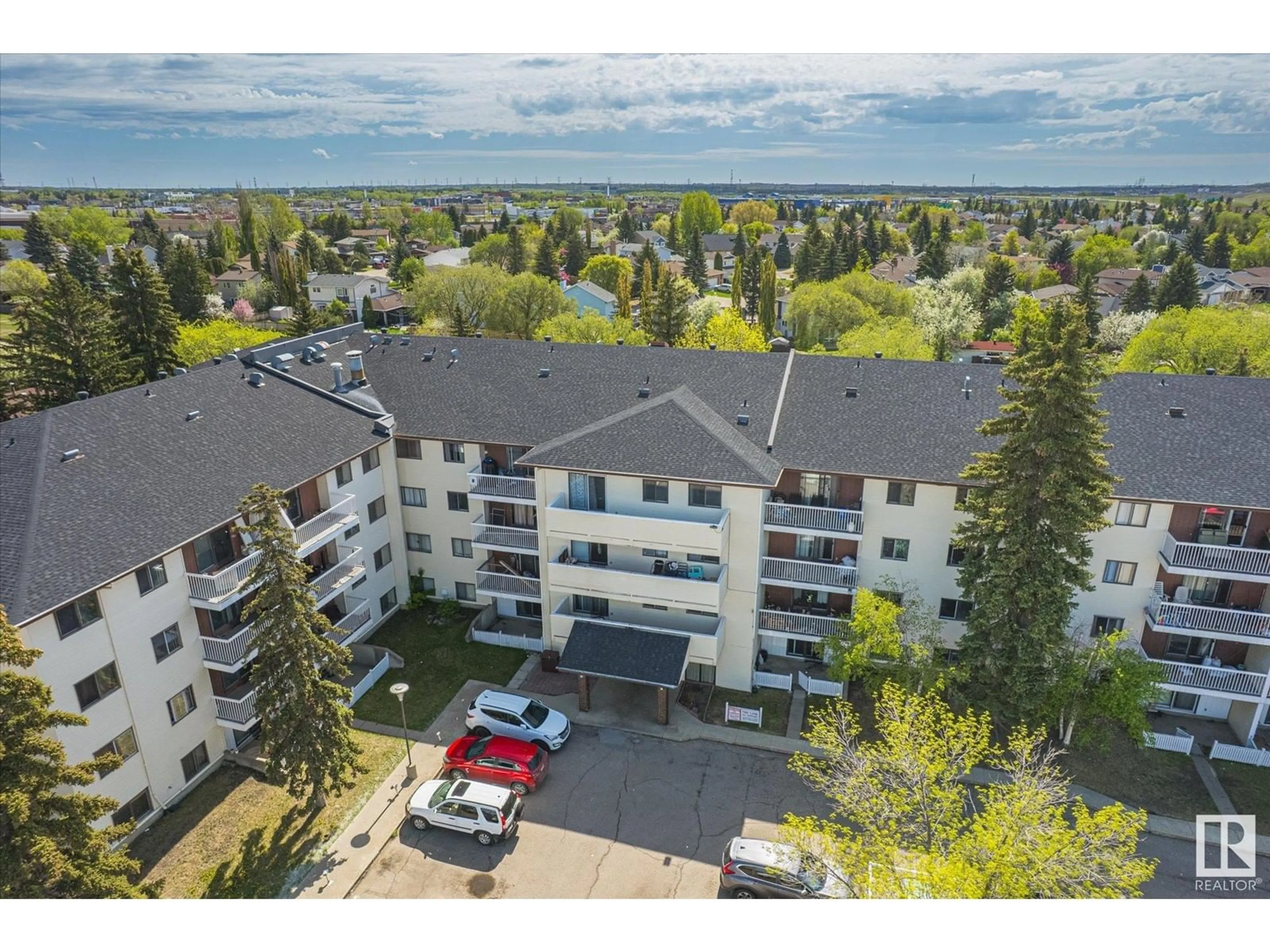 A pic from outside/outdoor area/front of a property/back of a property/a pic from drone, water/lake/river/ocean view for #307 - 1945 105 ST NW, Edmonton Alberta T6J5N6