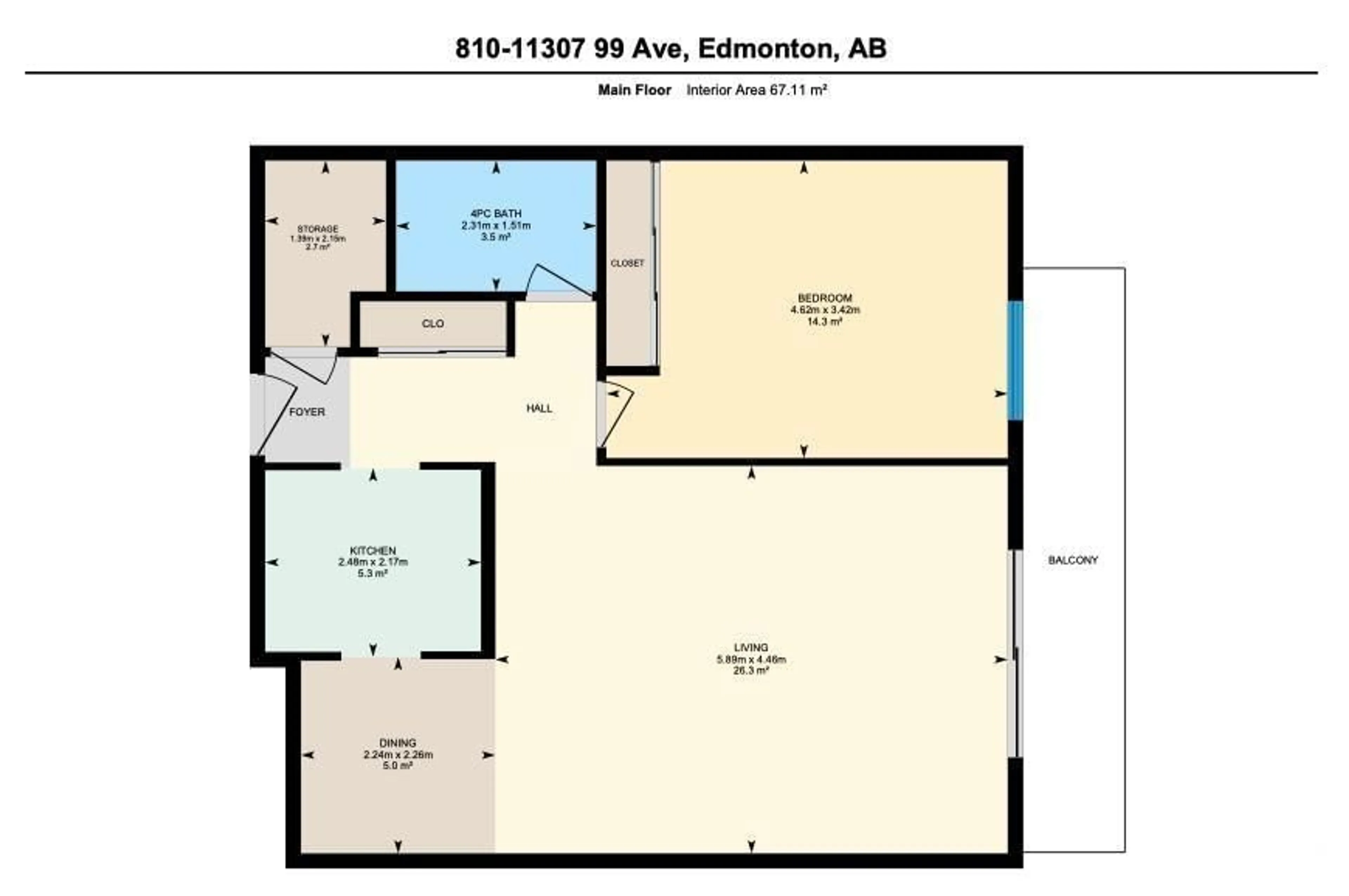 Floor plan for 810 11307 99 AV NW, Edmonton Alberta T5K0H2