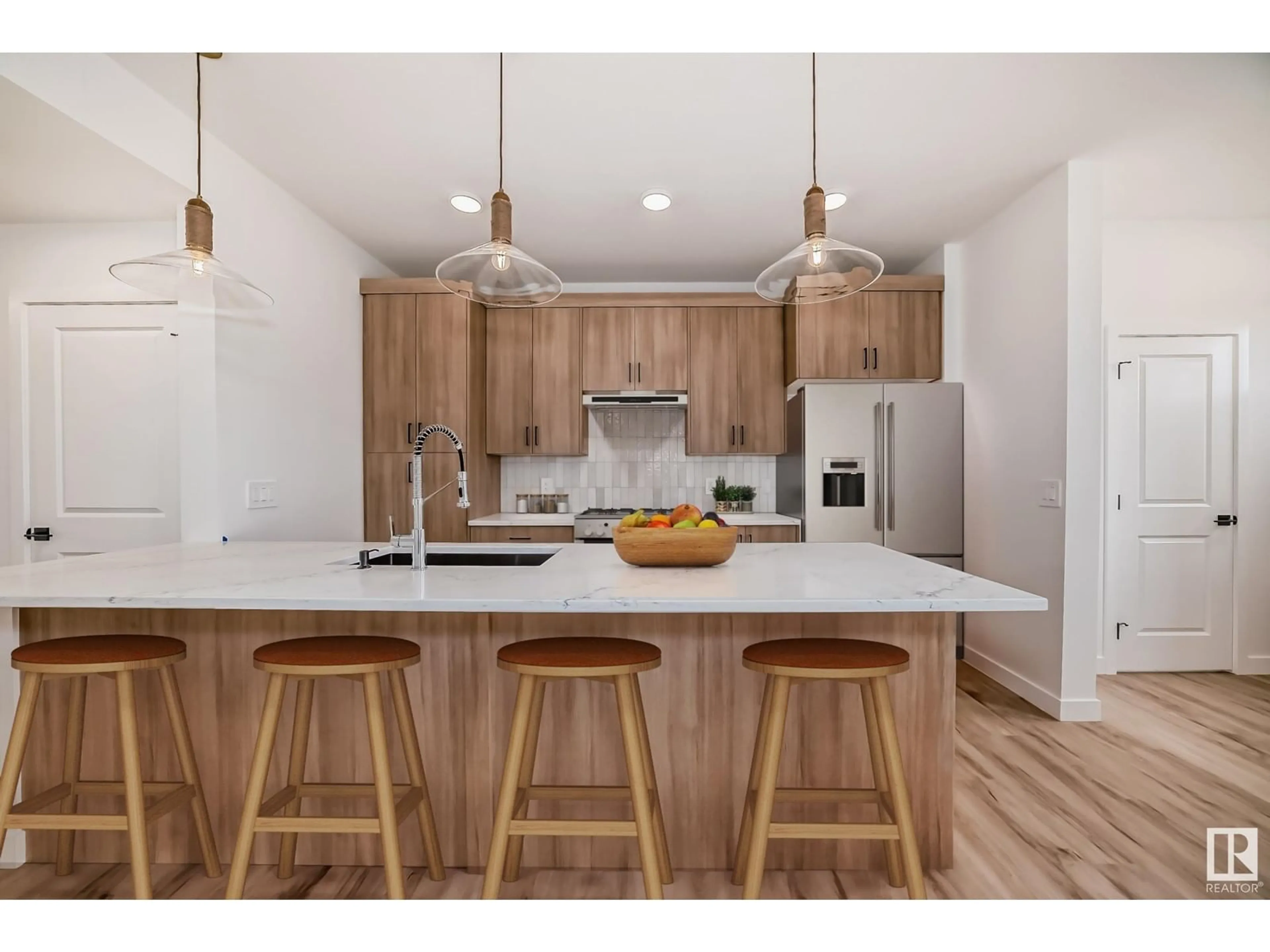 Open concept kitchen, wood/laminate floor for 1353 KESWICK DR, Edmonton Alberta T6W4V8
