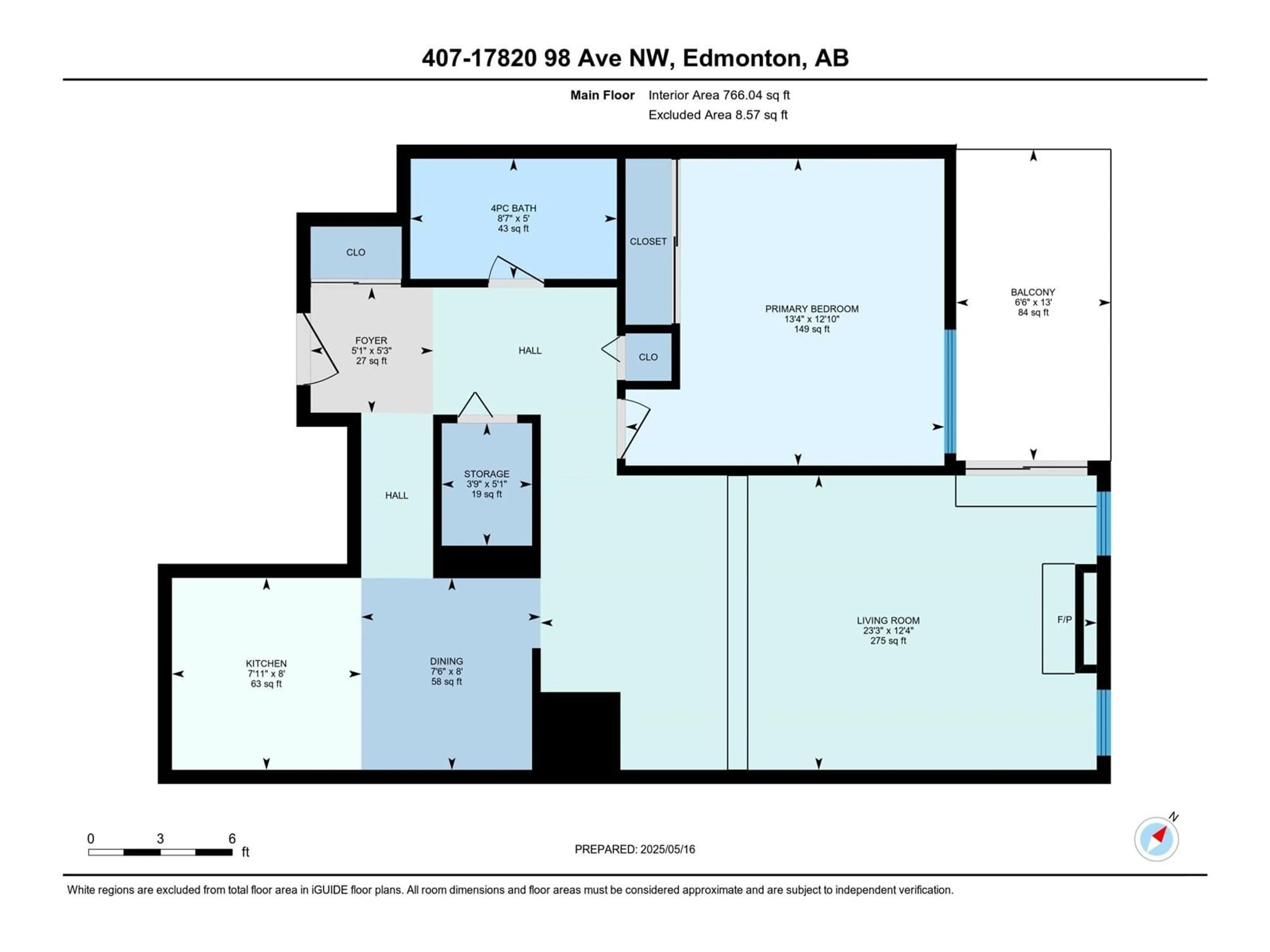 Floor plan for 407 - 17820 98 AV, Edmonton Alberta T5T3H5