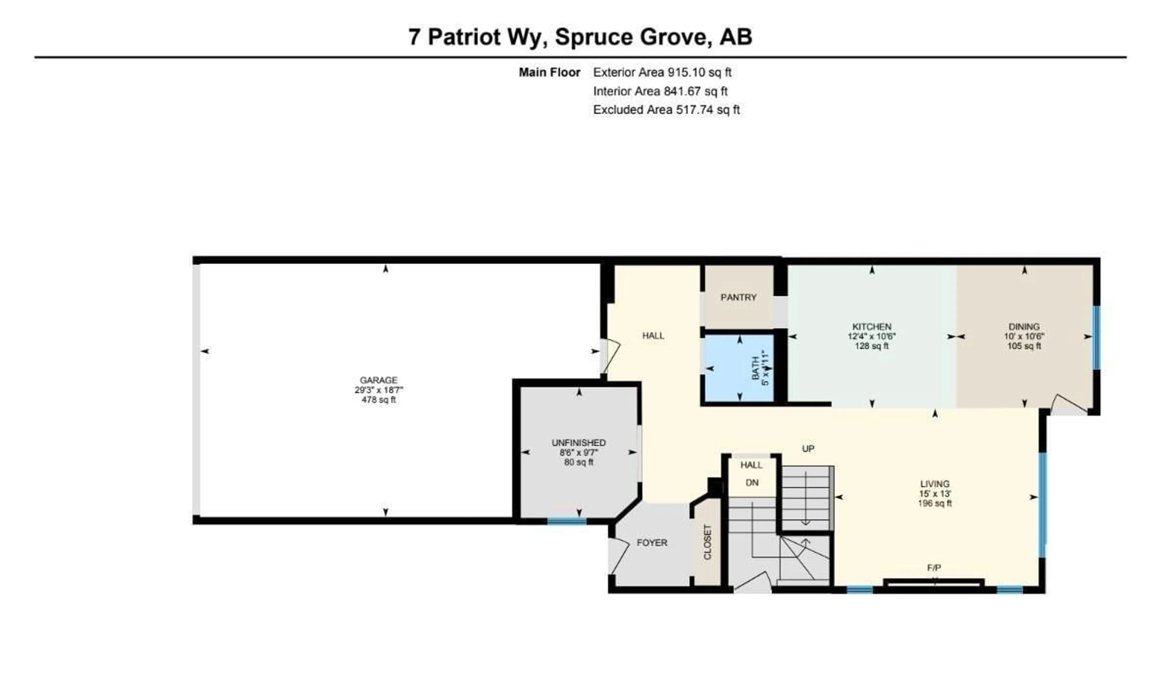 Floor plan for 7 PATRIOT WY, Spruce Grove Alberta T7X2W6
