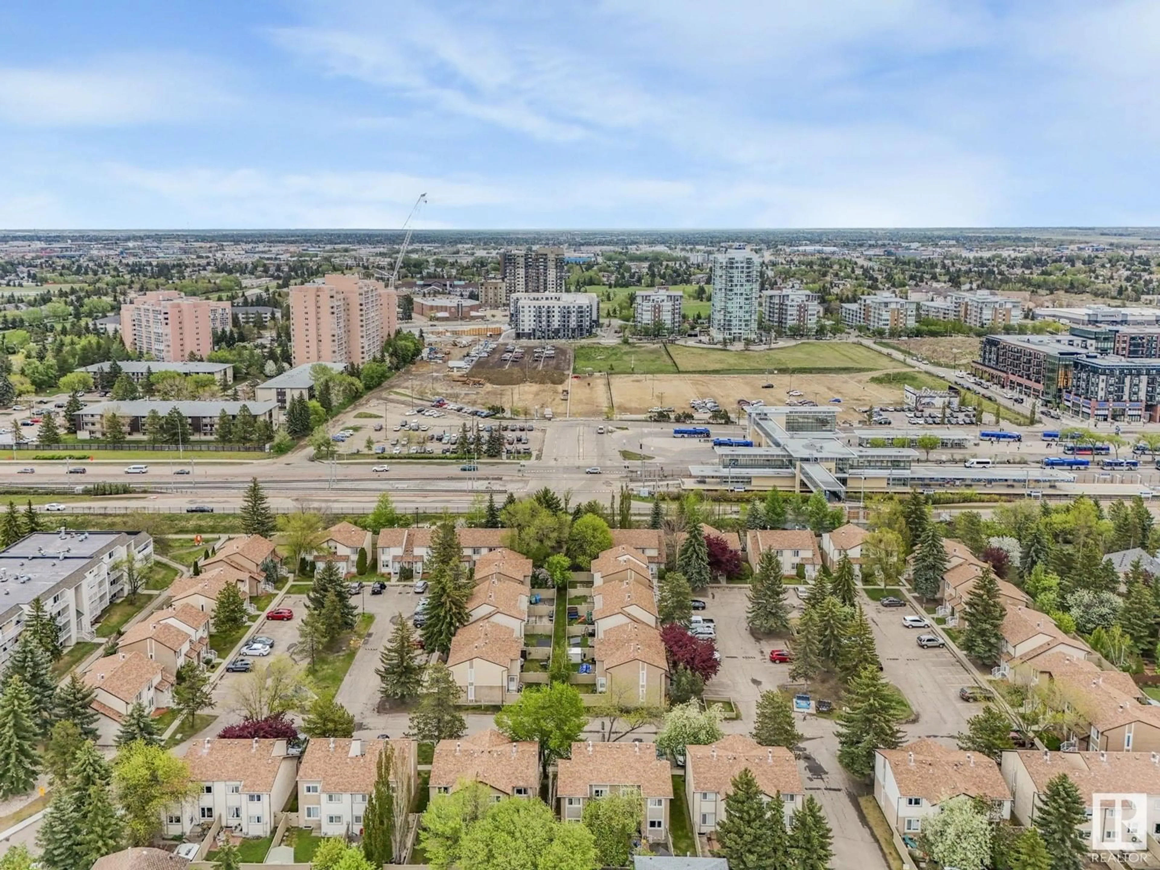 A pic from outside/outdoor area/front of a property/back of a property/a pic from drone, city buildings view from balcony for 10 11111 26 AV, Edmonton Alberta T6J5M7