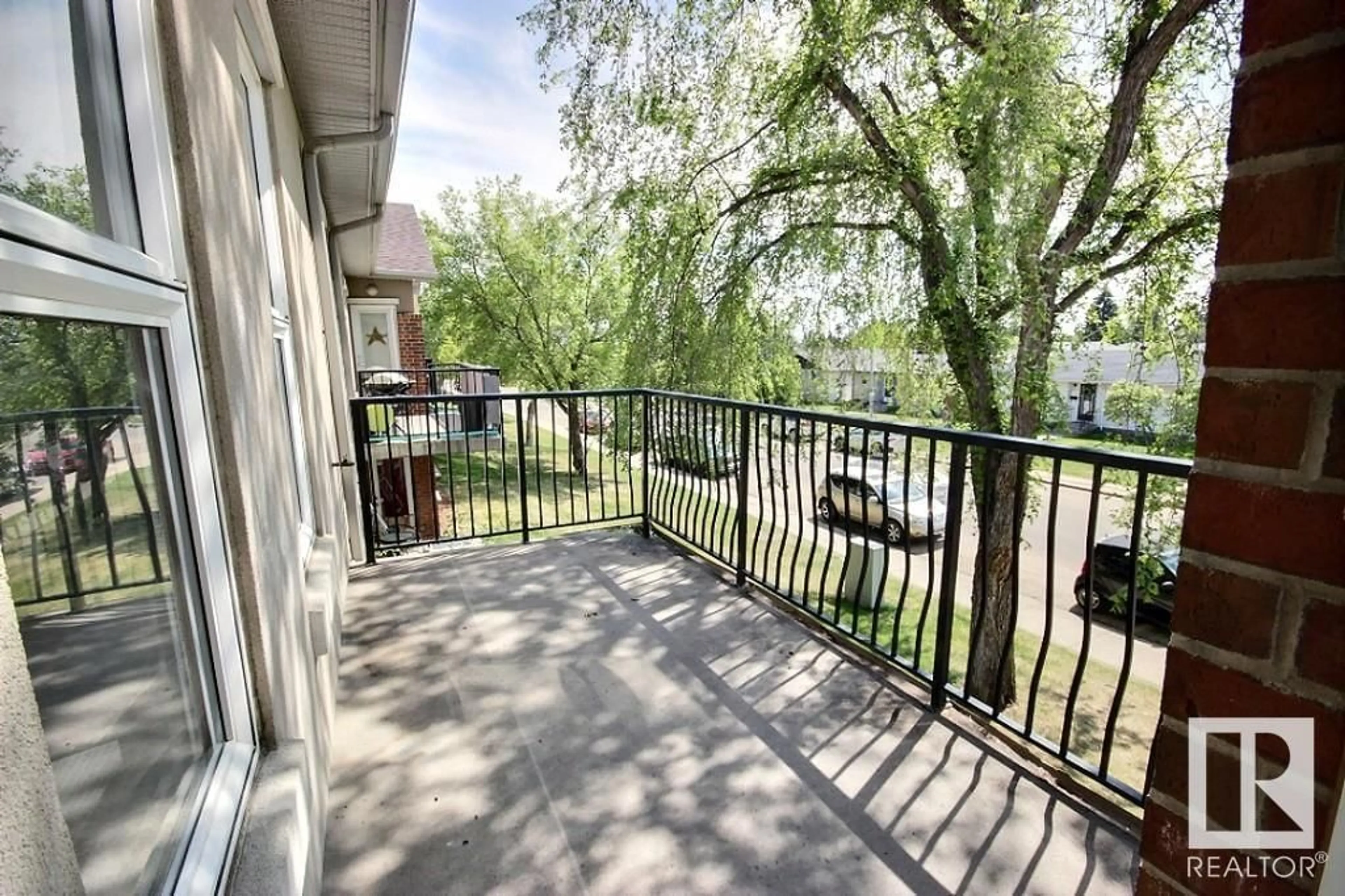 Balcony in the apartment, water/lake/river/ocean view for #208 - 6220 134 AV NW, Edmonton Alberta T6A0A8