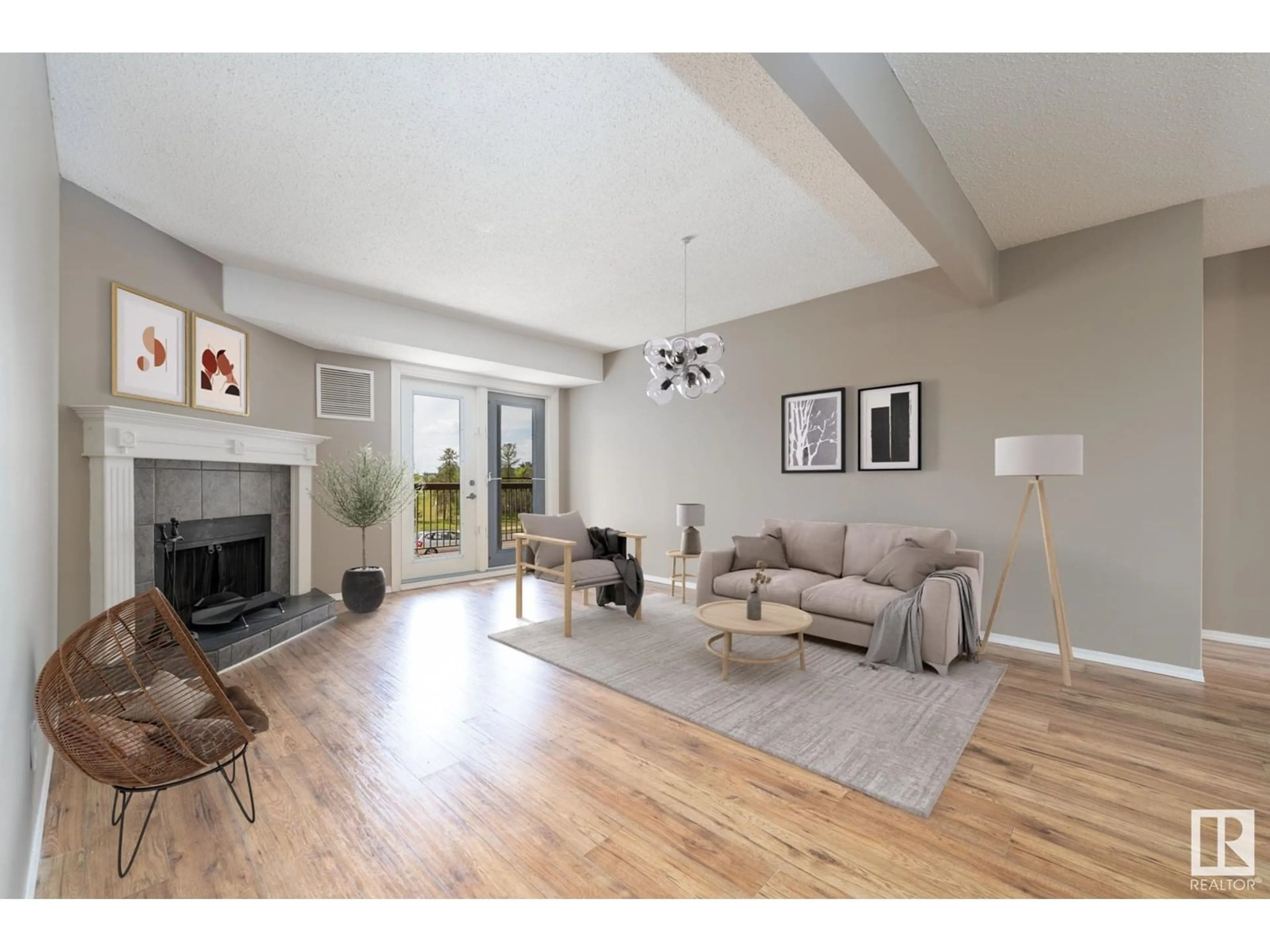 Living room with furniture, wood/laminate floor for #201 - 10524 29 AV, Edmonton Alberta T6J4J2