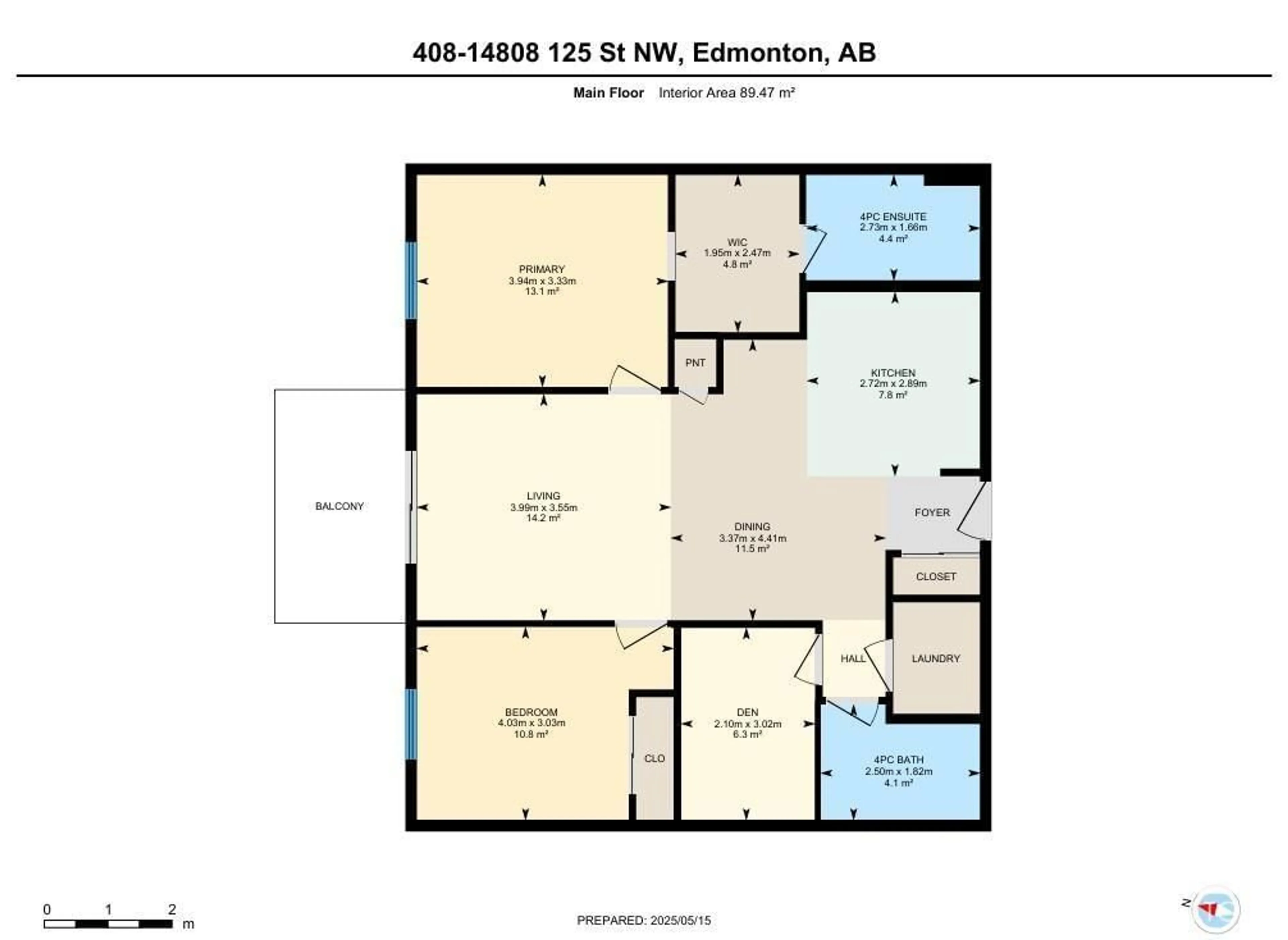 Floor plan for #408 - 14808 125 ST, Edmonton Alberta T5X0G1