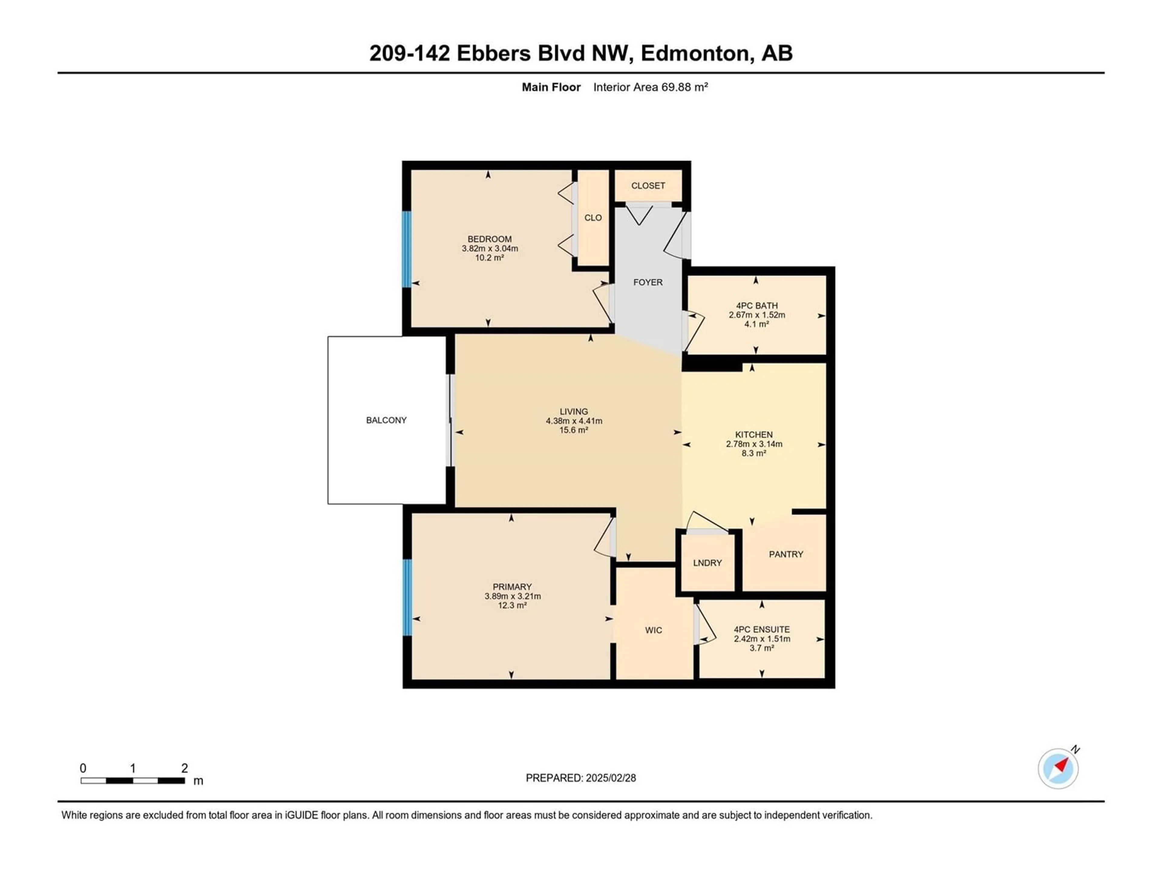 Floor plan for 209 - 142 EBBERS BV, Edmonton Alberta T5V3W2
