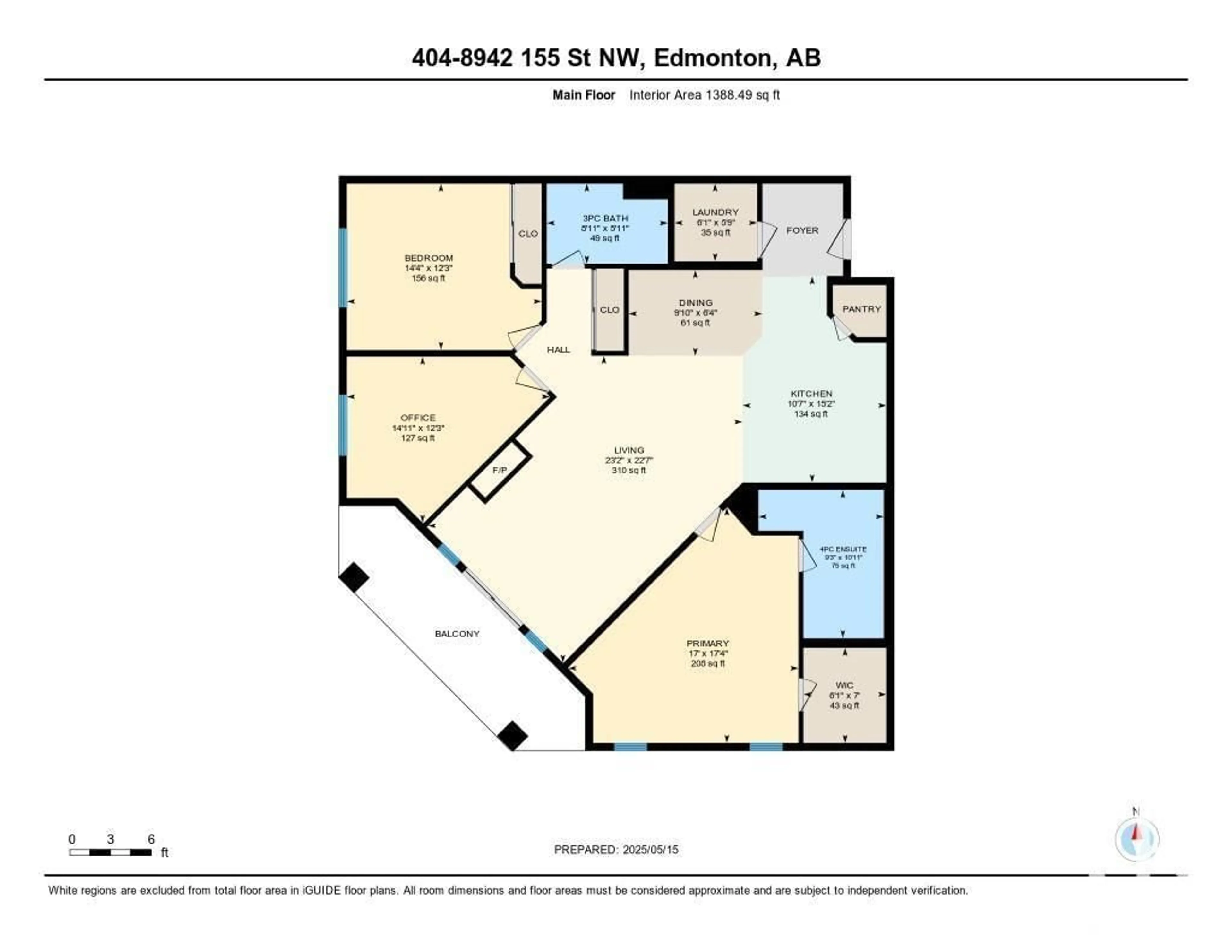 Floor plan for 404 - 8942 156 ST, Edmonton Alberta T5R5Z5