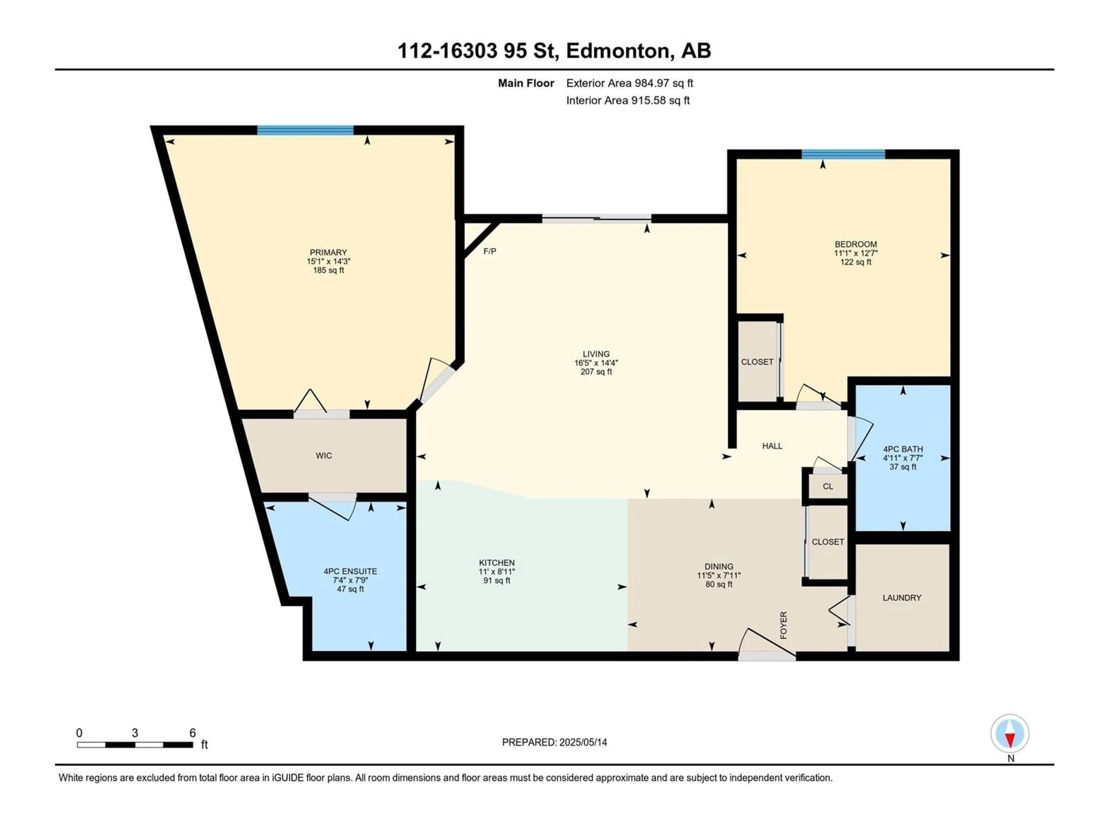 Floor plan for #112 - 16303 95 ST, Edmonton Alberta T5Z3V1