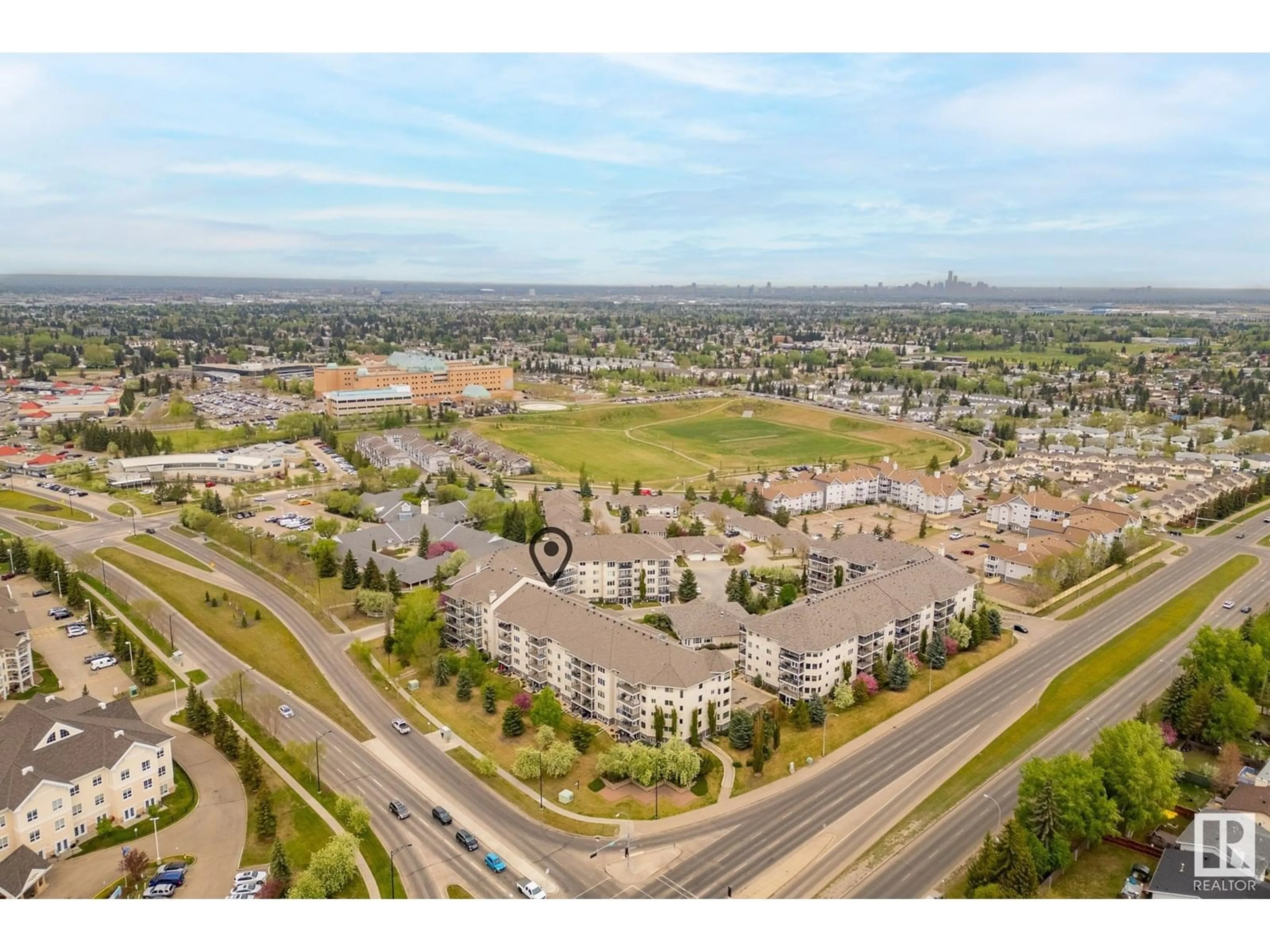 A pic from outside/outdoor area/front of a property/back of a property/a pic from drone, unknown for #503 - 237 YOUVILLE E NW, Edmonton Alberta T6L7G2