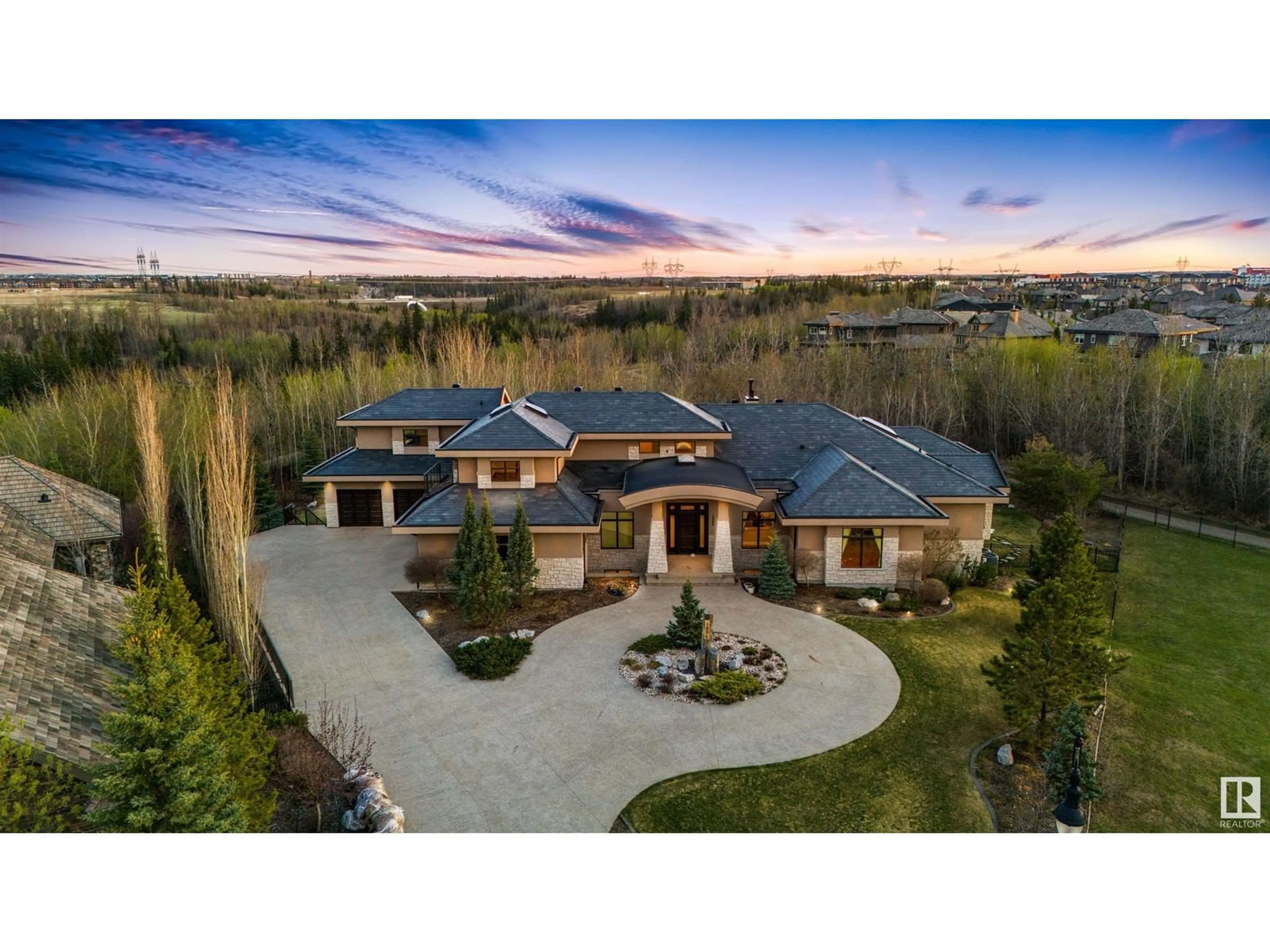 A pic from outside/outdoor area/front of a property/back of a property/a pic from drone, water/lake/river/ocean view for 4806 MACTAGGART CREST CT, Edmonton Alberta T6R0J6