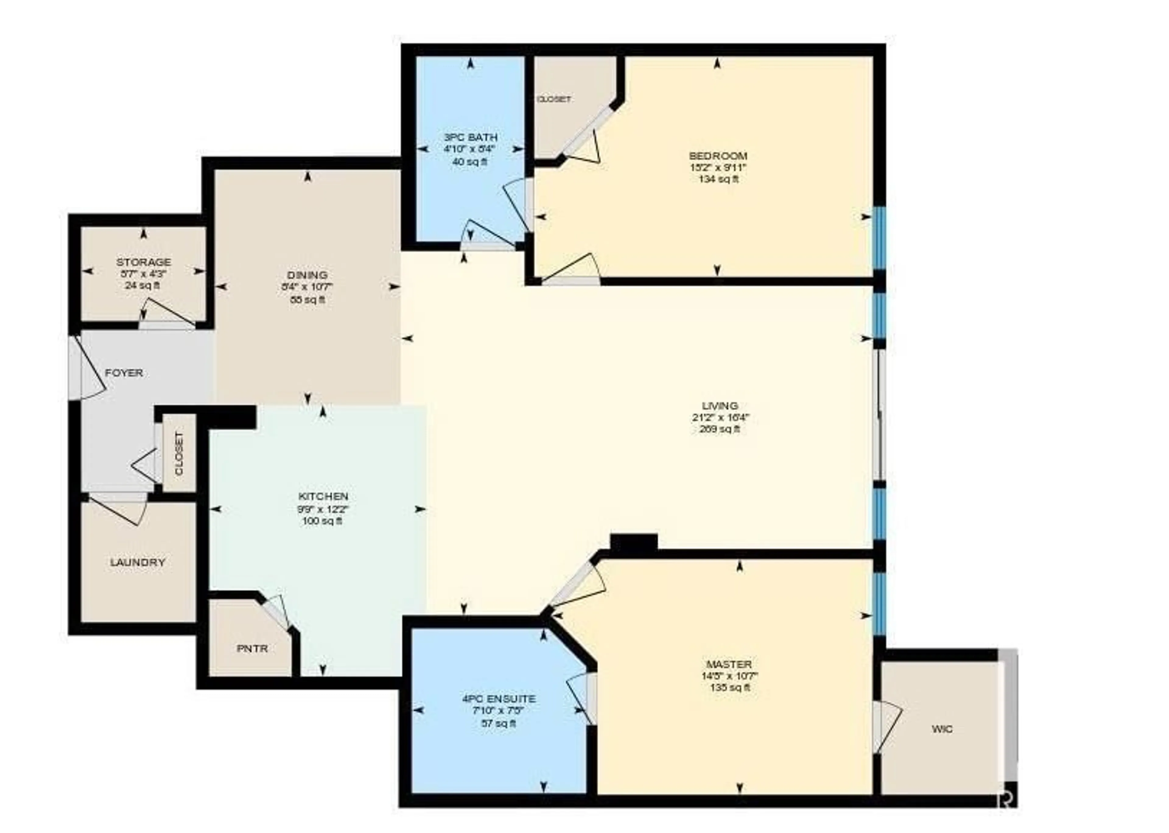 Floor plan for #103 - 9707 106 ST, Edmonton Alberta T5K0B7