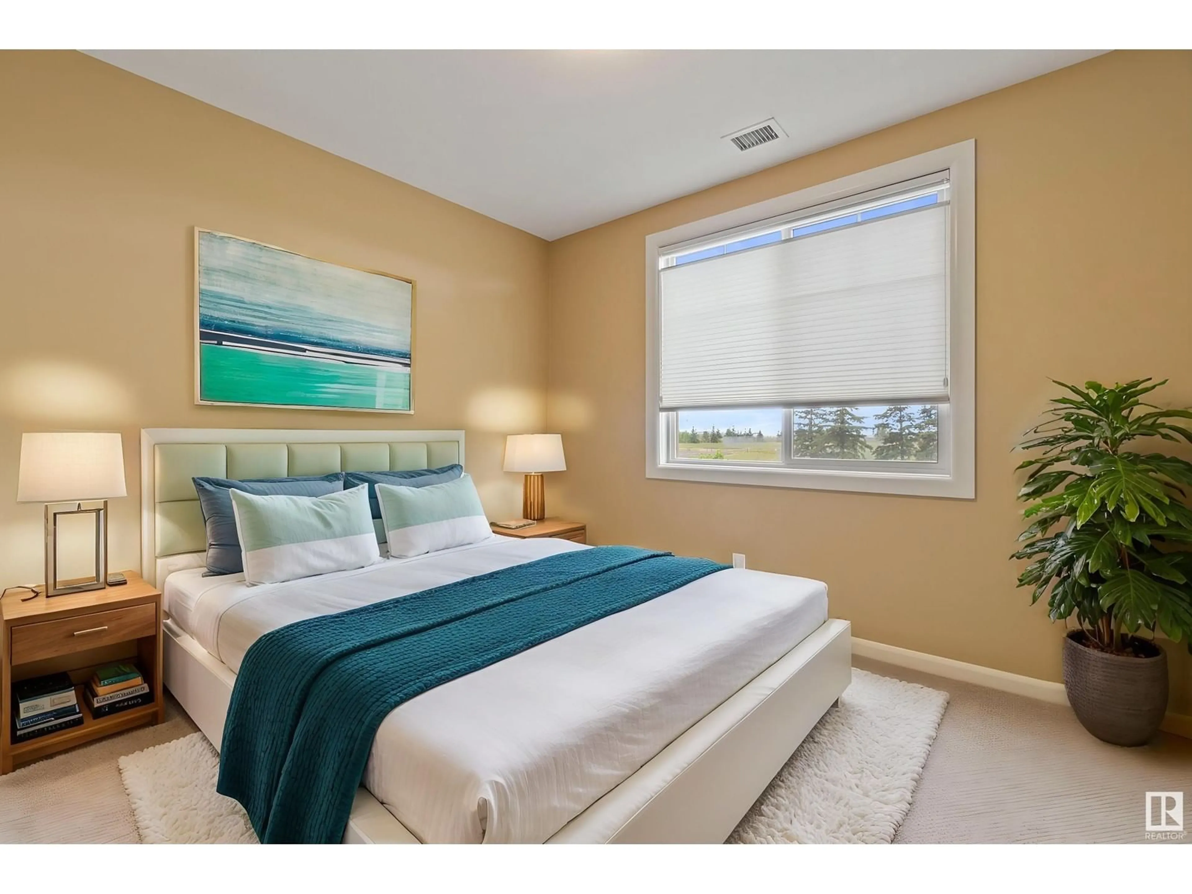 Bedroom with bed, carpet floor for #212 - 400 PALISADES WAY, Sherwood Park Alberta T8L0H4