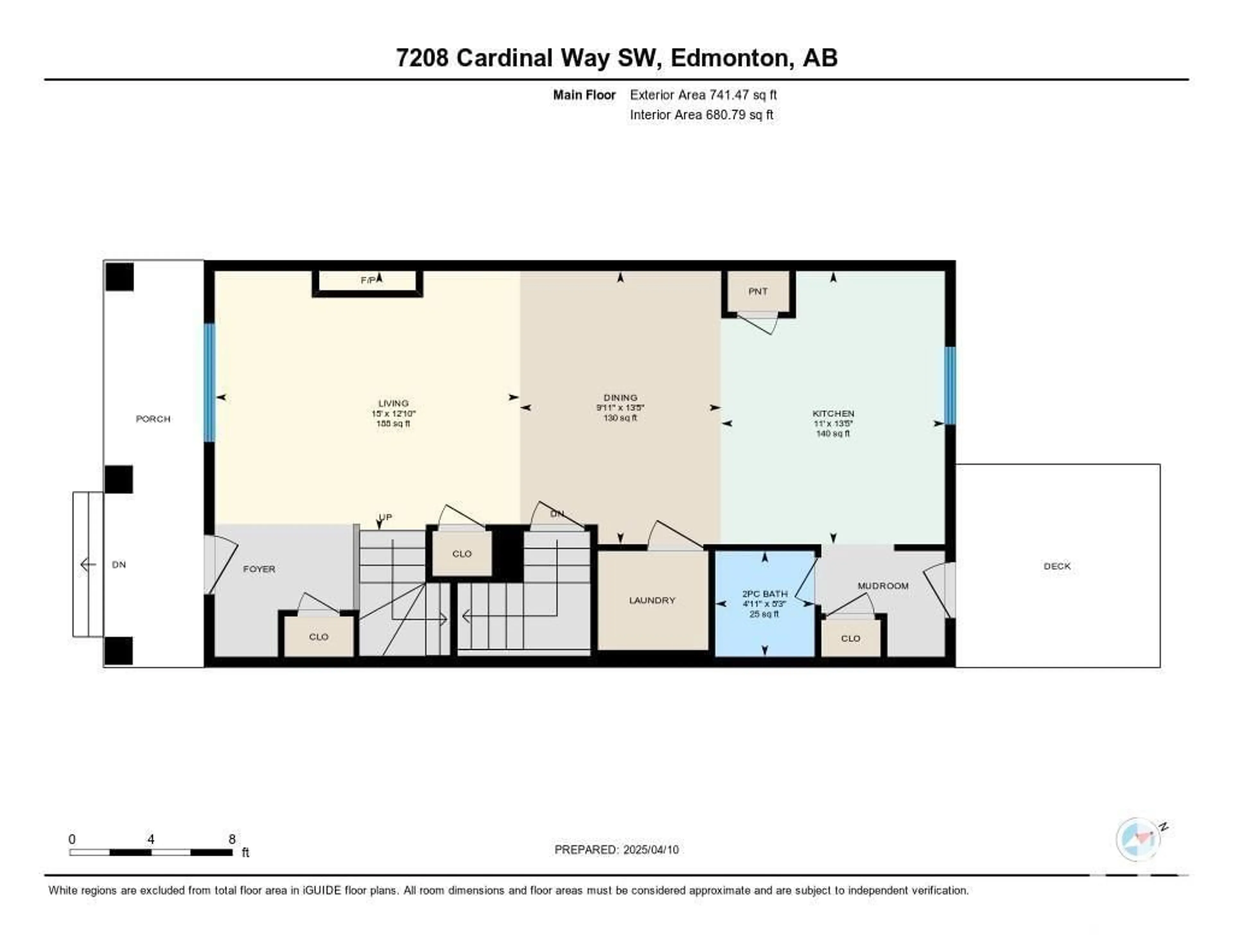 Floor plan for 7208 CARDINAL WY, Edmonton Alberta T6W2Y5