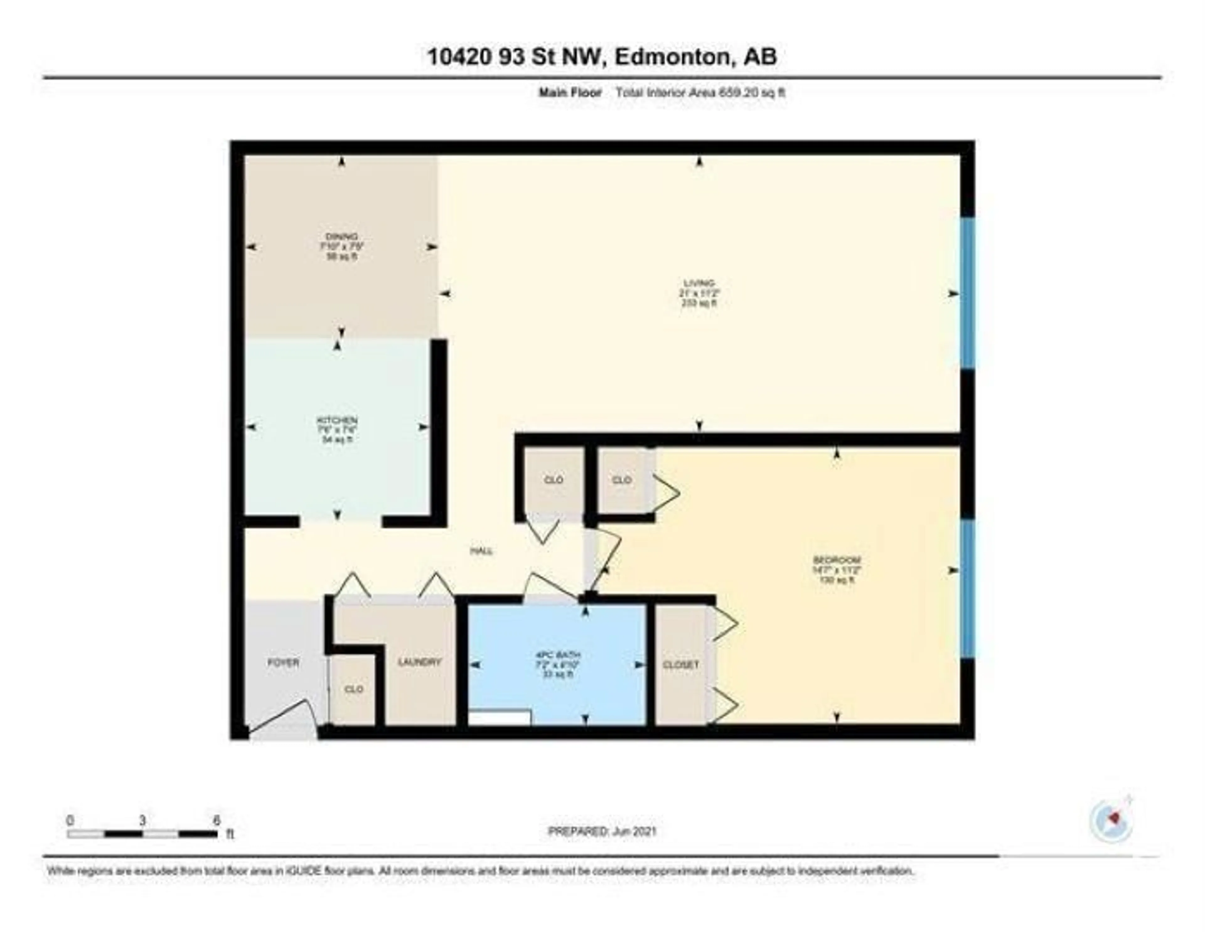 Floor plan for #101 - 10420 93 ST, Edmonton Alberta T5H1X4