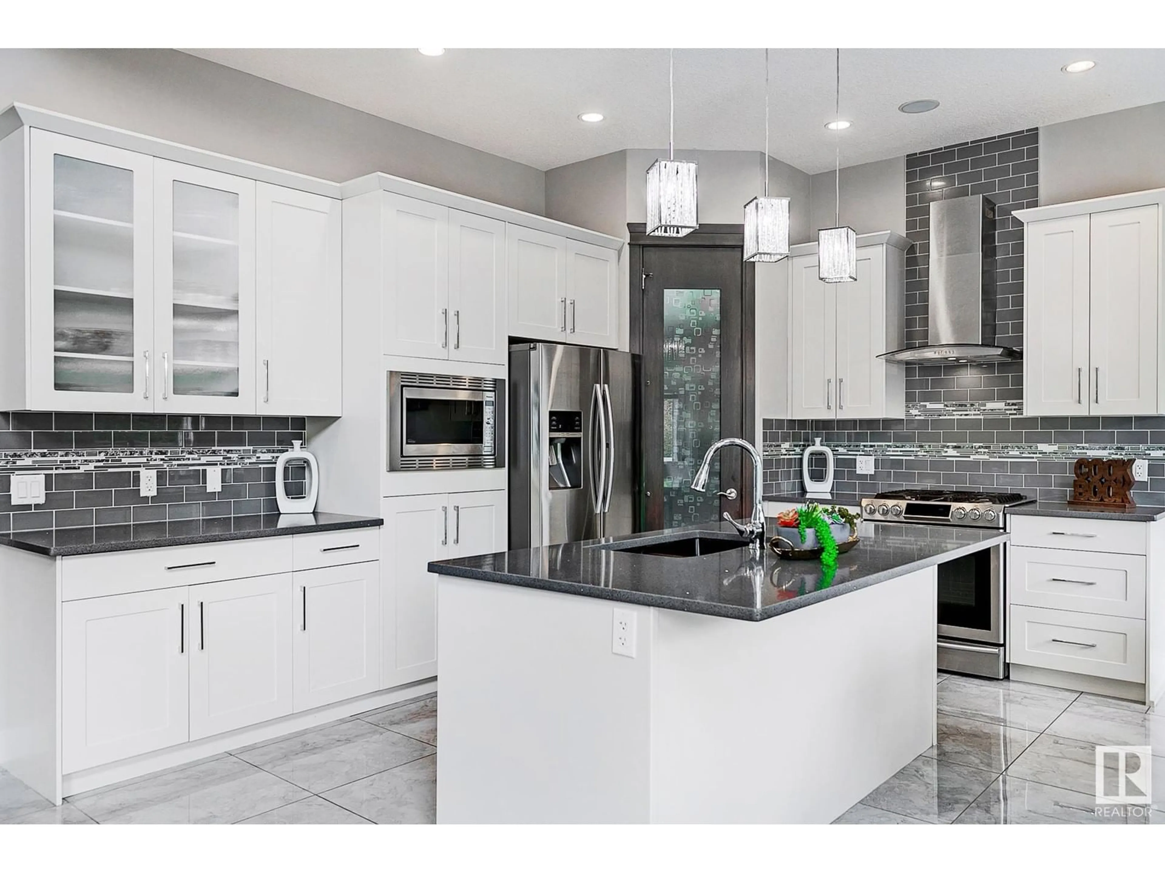 Contemporary kitchen, ceramic/tile floor for 3365 CHICKADEE DR, Edmonton Alberta T5S0K9