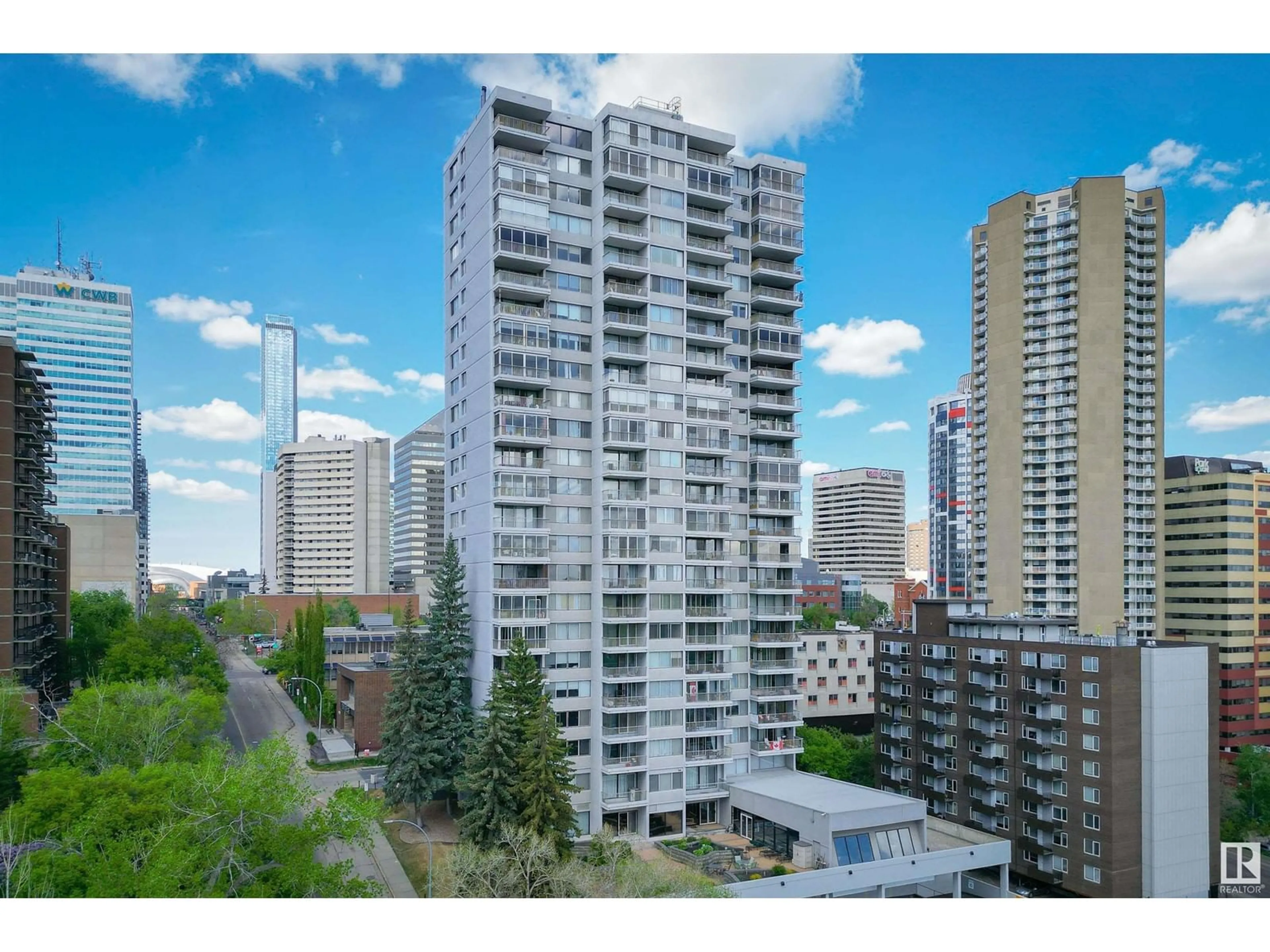 A pic from outside/outdoor area/front of a property/back of a property/a pic from drone, city buildings view from balcony for 202 - 9923 103 ST, Edmonton Alberta T5K2J3