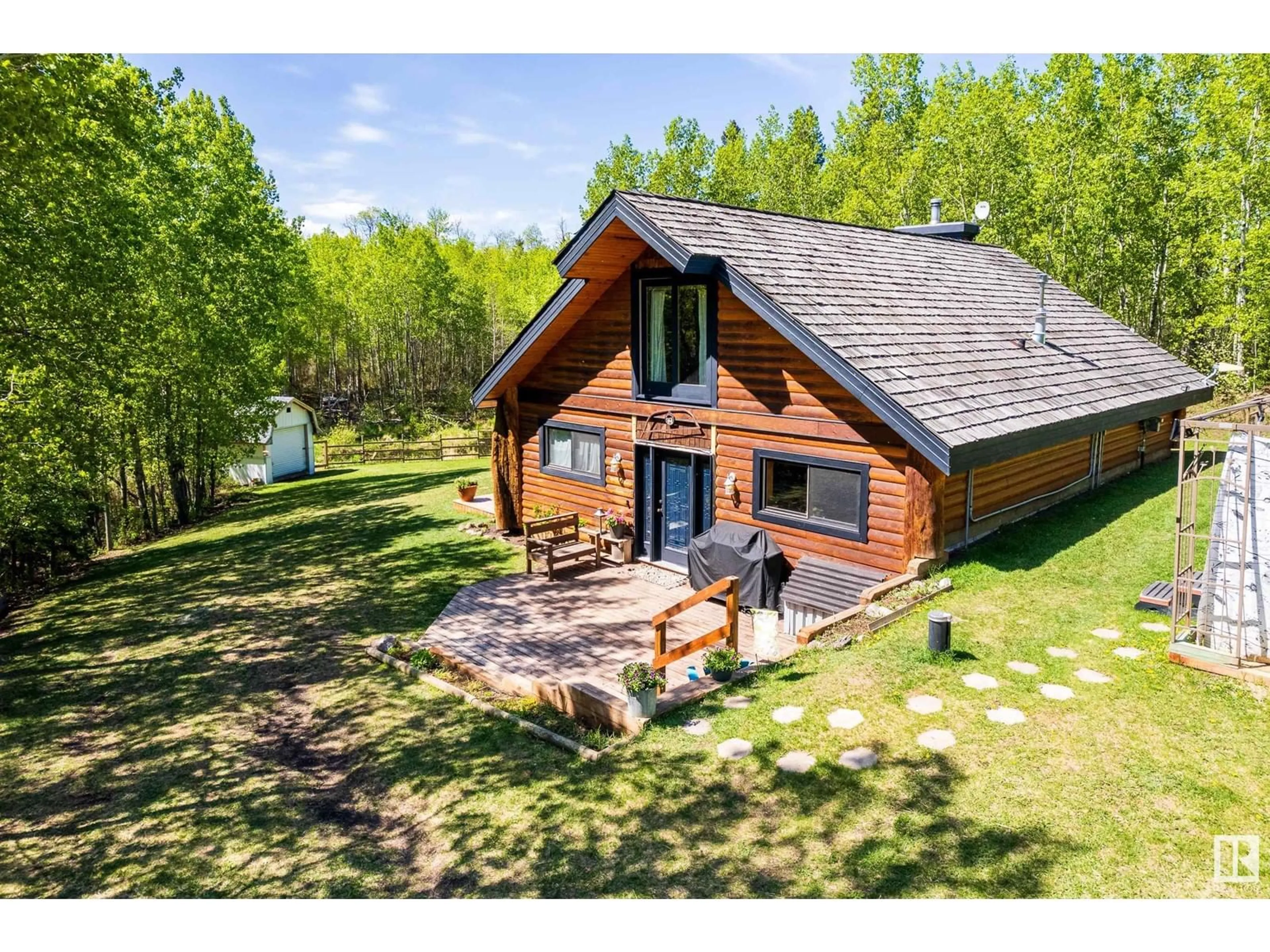 A pic from outside/outdoor area/front of a property/back of a property/a pic from drone, water/lake/river/ocean view for 157 - 51042 RGE ROAD 204, Rural Strathcona County Alberta T8G1E5