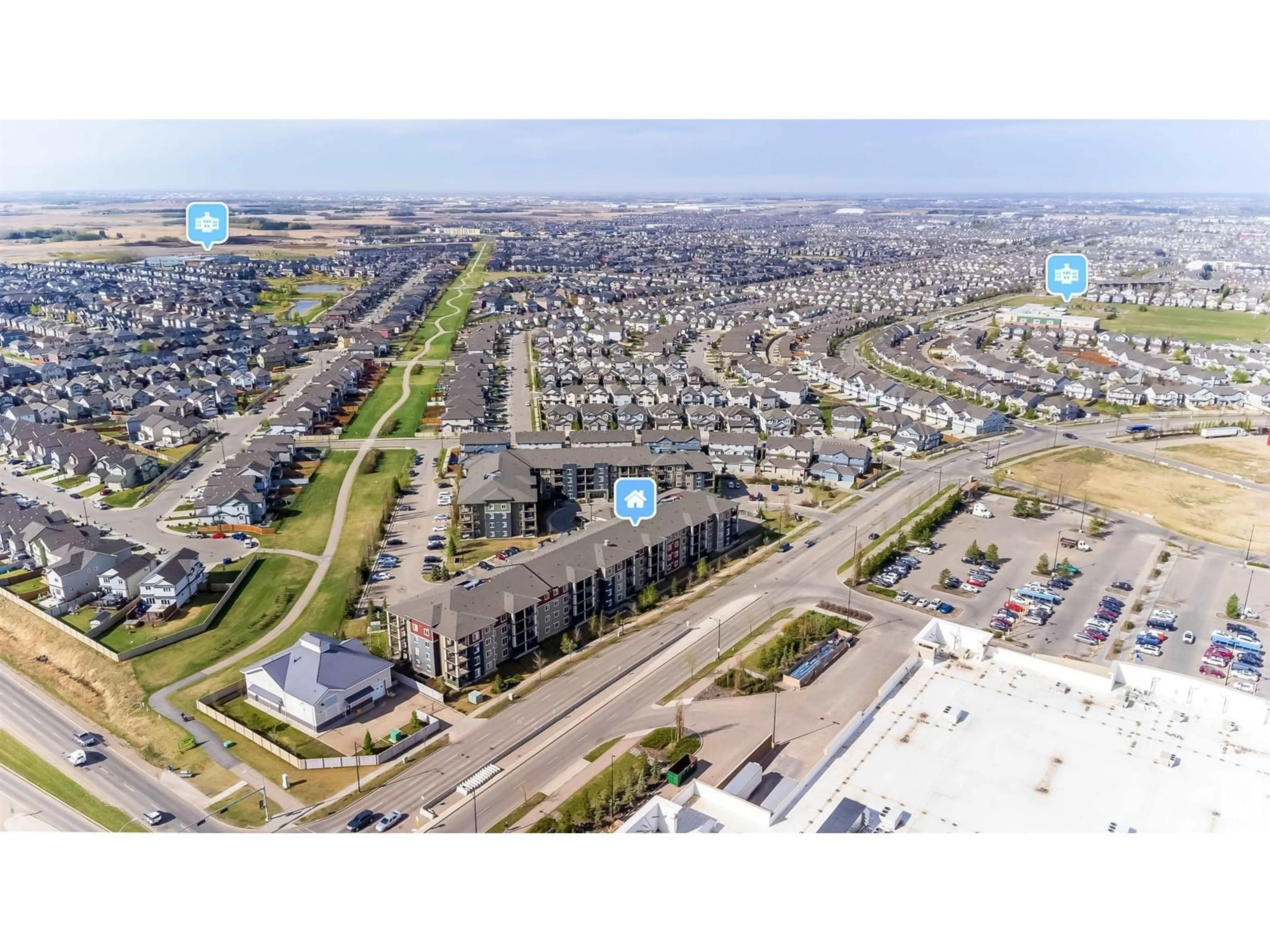 A pic from outside/outdoor area/front of a property/back of a property/a pic from drone, street for SW - 420 107 WATT CM, Edmonton Alberta T6X2C6