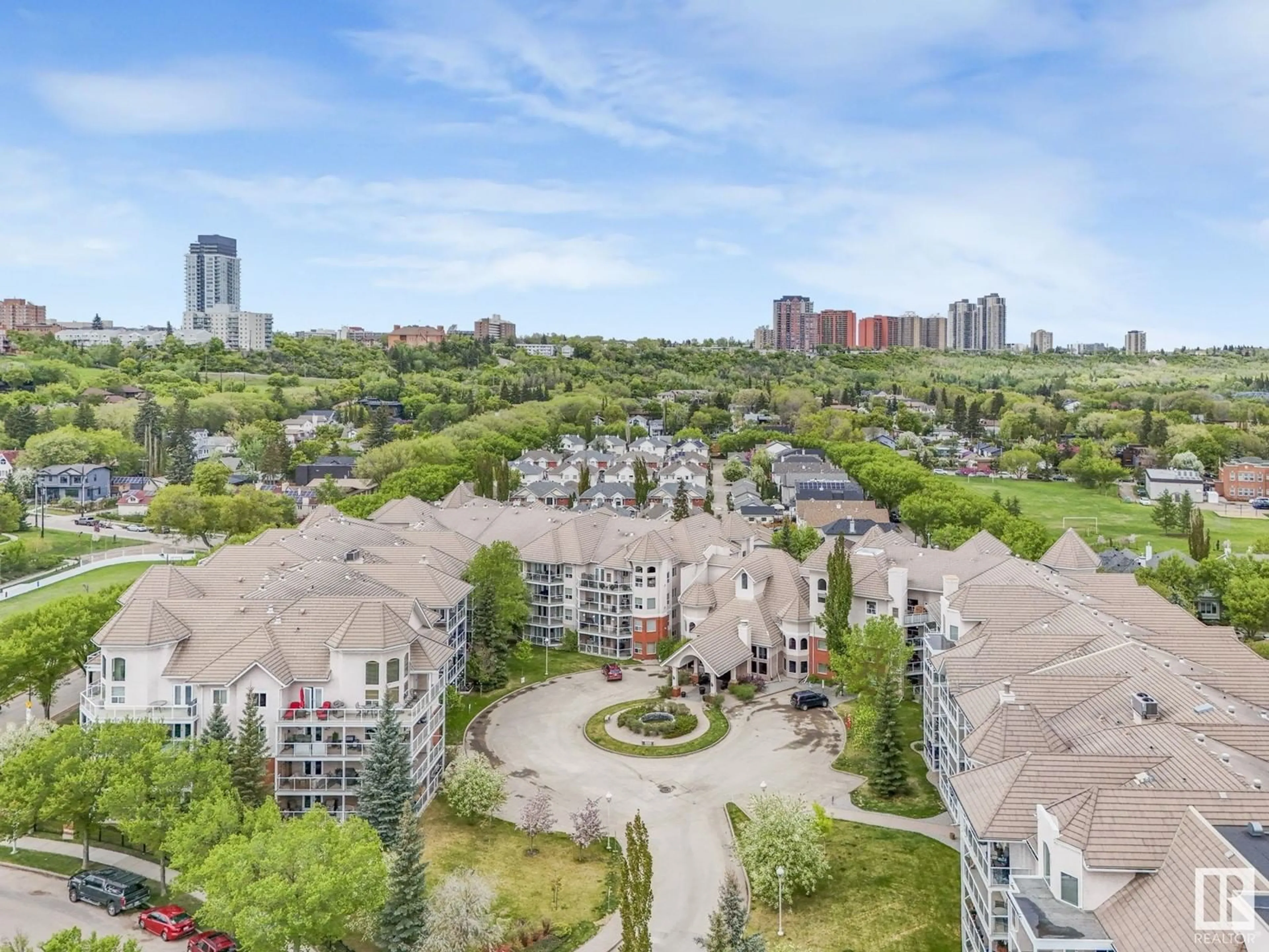 A pic from outside/outdoor area/front of a property/back of a property/a pic from drone, city buildings view from balcony for #304 - 9008 99 AV, Edmonton Alberta T5H4M6