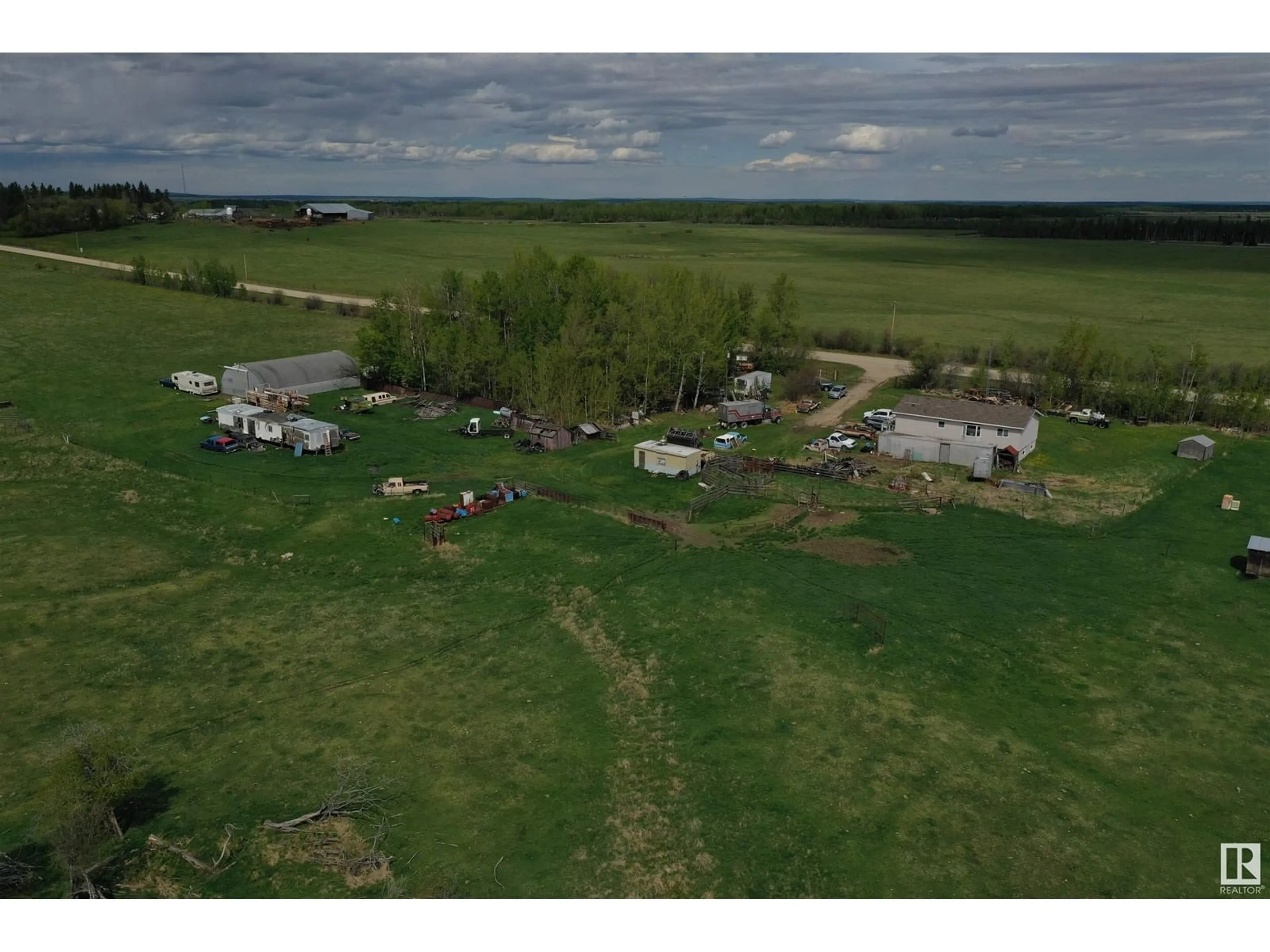 A pic from outside/outdoor area/front of a property/back of a property/a pic from drone, unknown for 5519 HWY 616, Rural Brazeau County Alberta T0C0S0