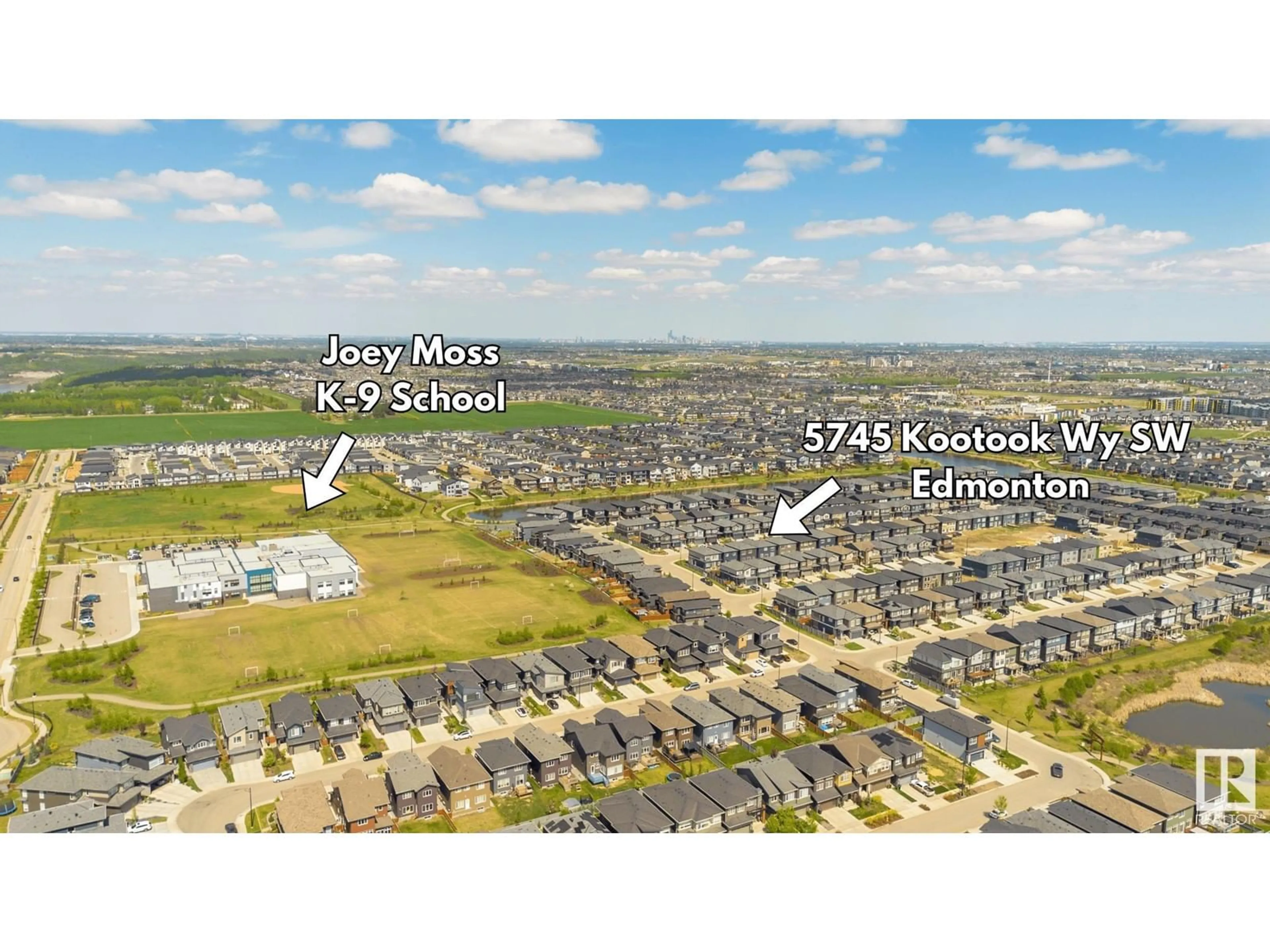 A pic from outside/outdoor area/front of a property/back of a property/a pic from drone, street for 5745 KOOTOOK WY, Edmonton Alberta T6W4V9