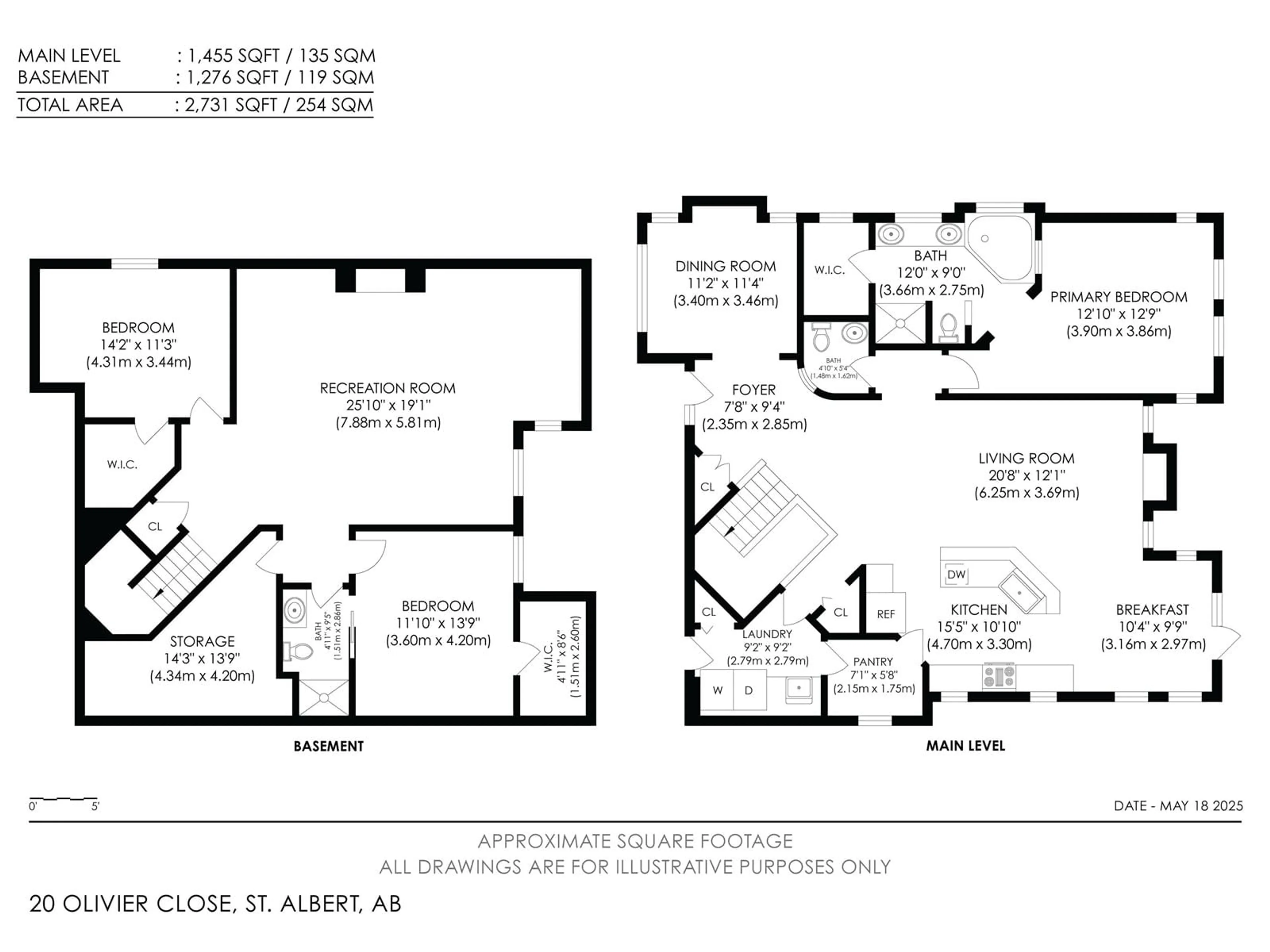 Floor plan for 20 OLIVIER CLOSE, St. Albert Alberta T8N7H7
