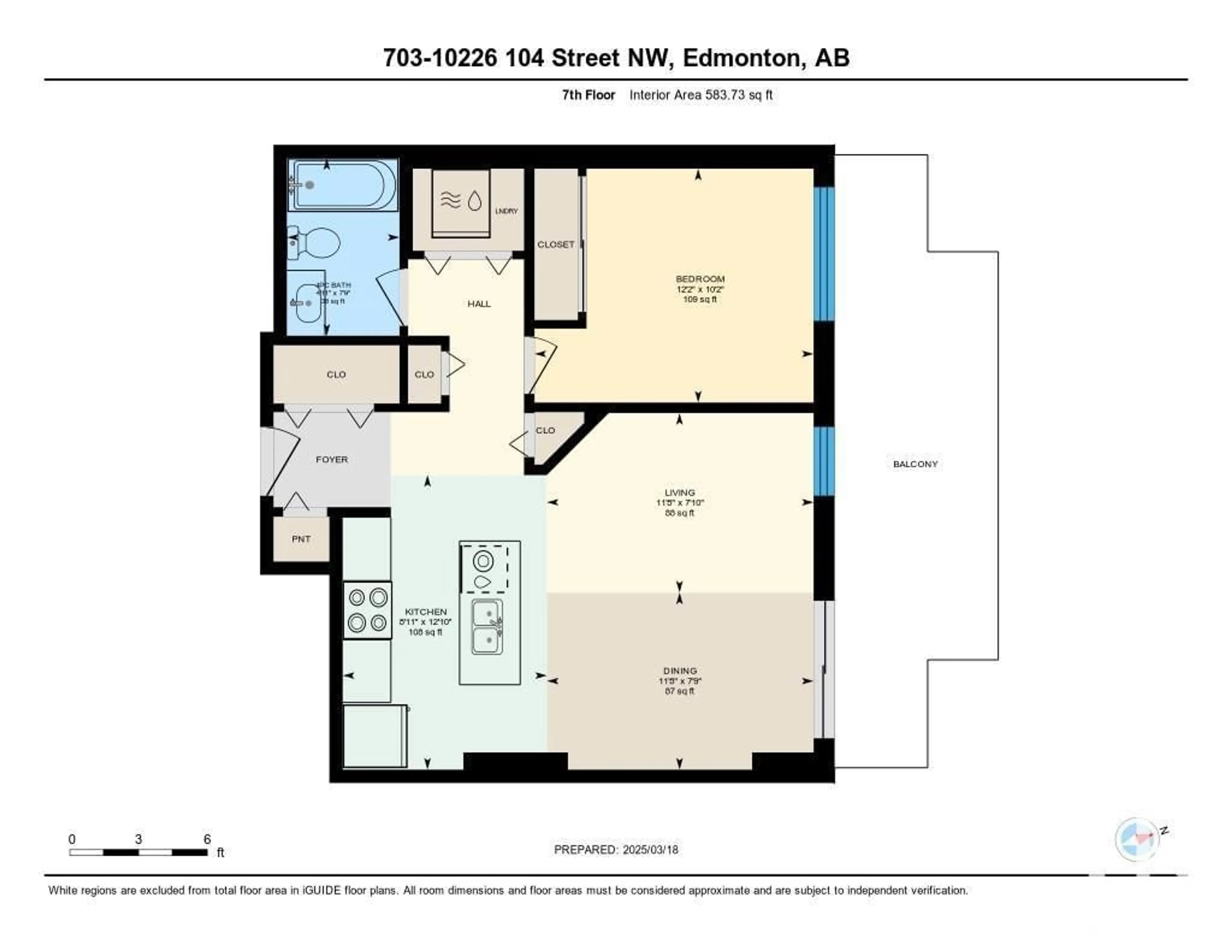 Floor plan for 703 - 10226 104 ST NW, Edmonton Alberta T5J1B8