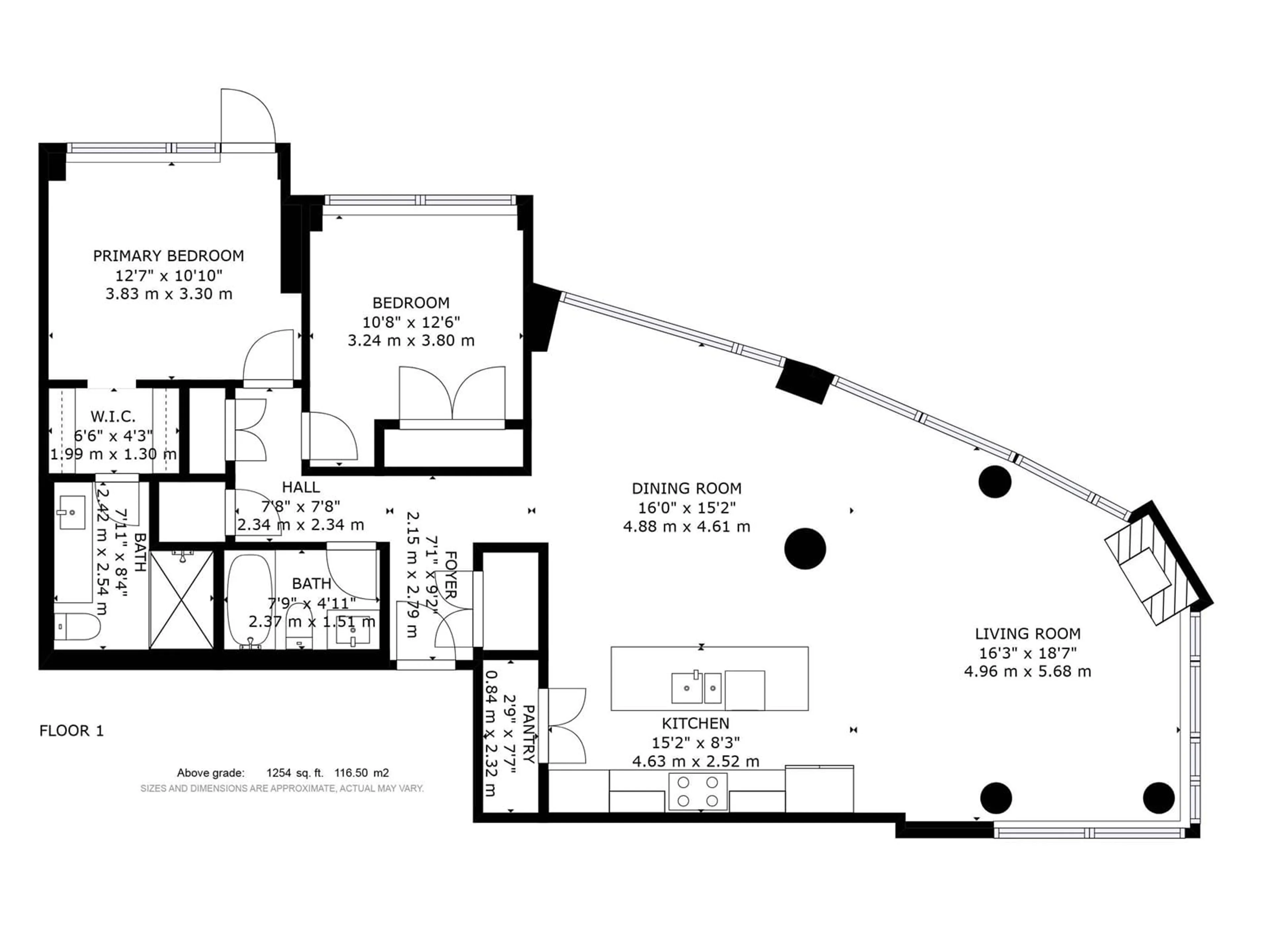 Floor plan for 11969 - 801 JASPER AV, Edmonton Alberta T5K0P1