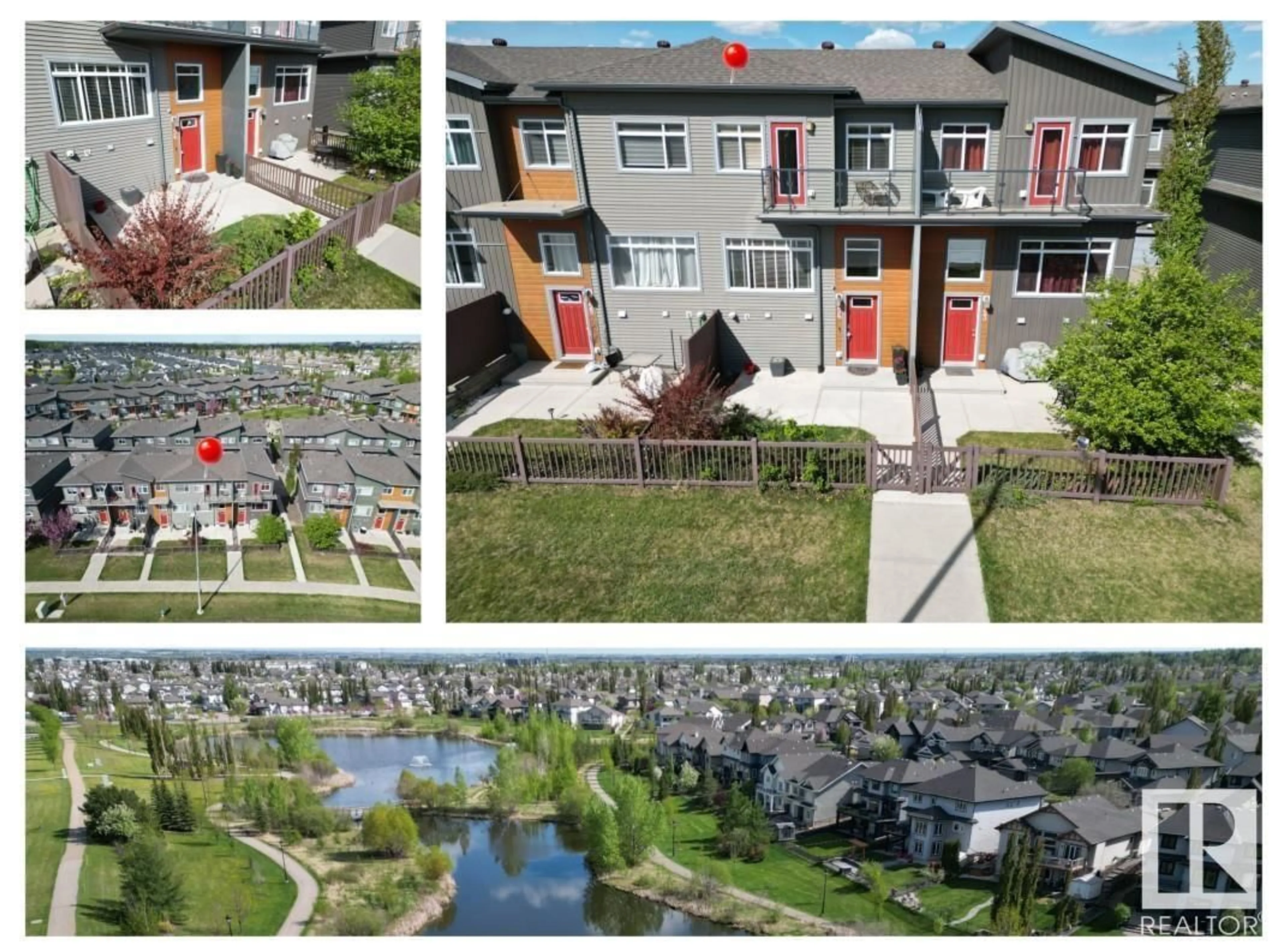 A pic from outside/outdoor area/front of a property/back of a property/a pic from drone, water/lake/river/ocean view for #54 - 7503 GETTY GATE, Edmonton Alberta T5T4S8