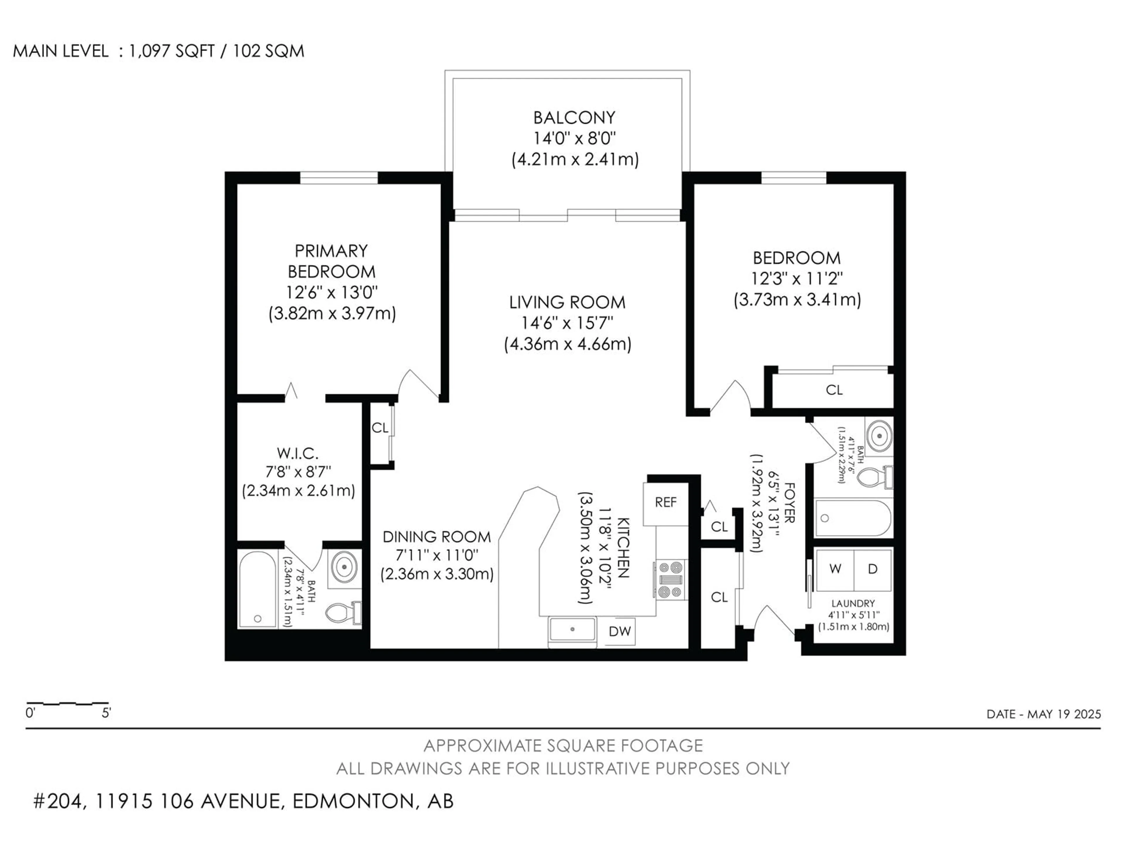 Floor plan for 204 - 11915 106 AV, Edmonton Alberta T5H0S2
