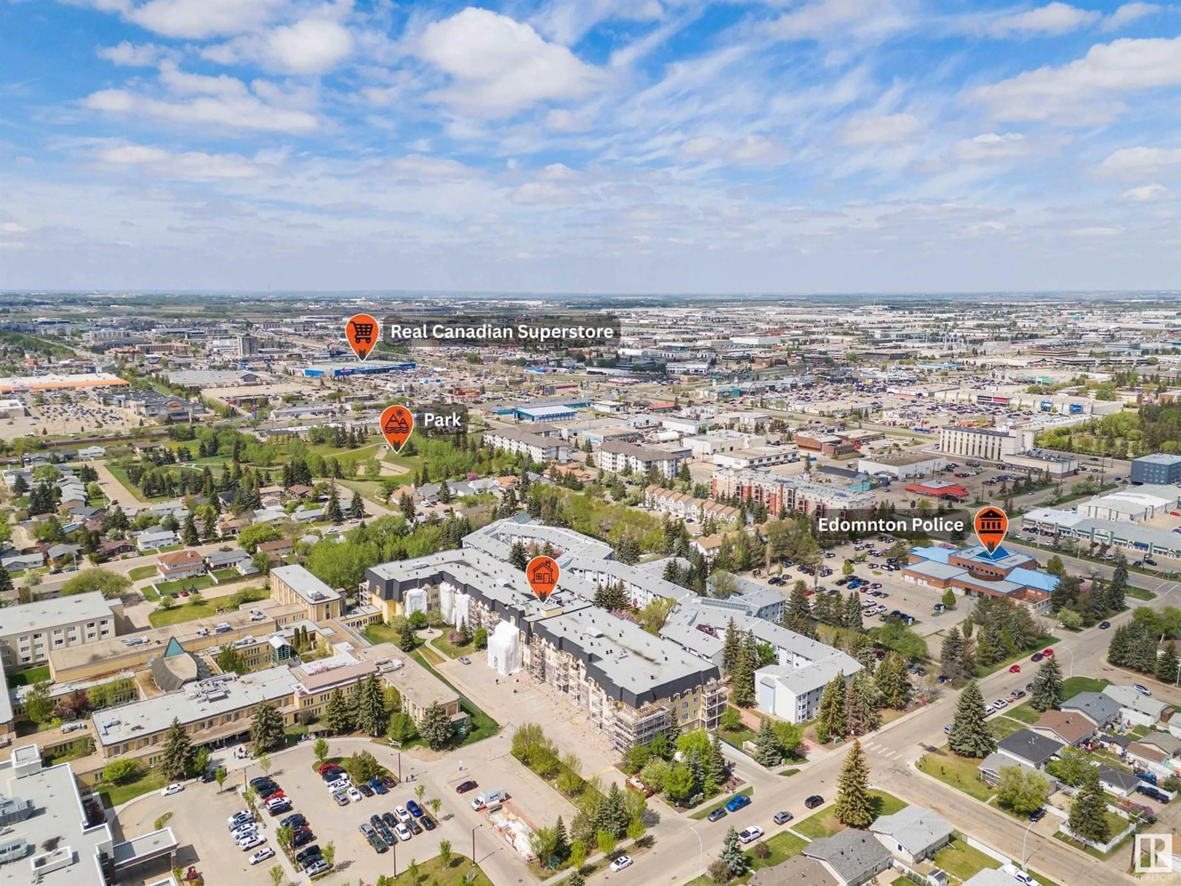 A pic from outside/outdoor area/front of a property/back of a property/a pic from drone, city buildings view from balcony for 9820 - 215 165 ST, Edmonton Alberta T5P0N3